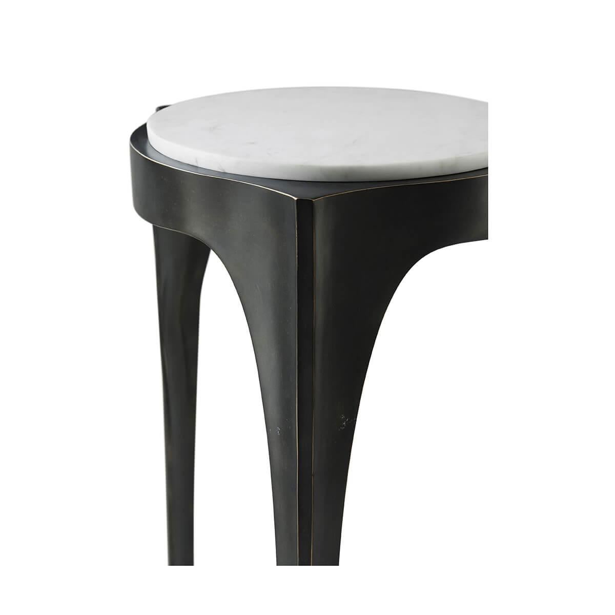 Metal Pair of Italian Modernist Accent Tables For Sale