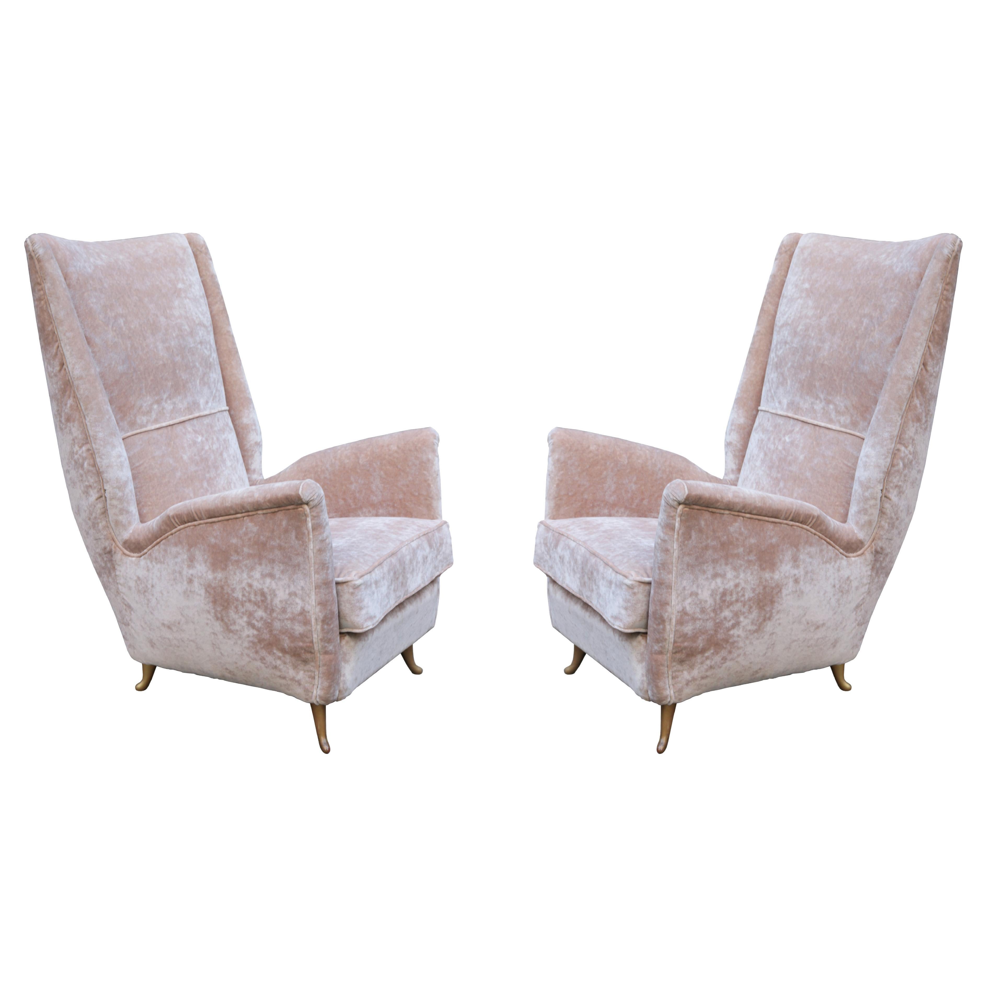 Pair of Italian Modernist Armchairs by ISA Bergamo For Sale