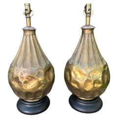 Pair of Italian Modernist Brass Lamps