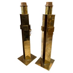 Pair of Italian Modernist Brass Table Lamps