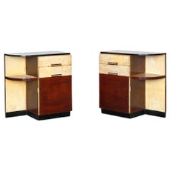 Pair of Italian Modernist C.1940s Vellum Bedsides