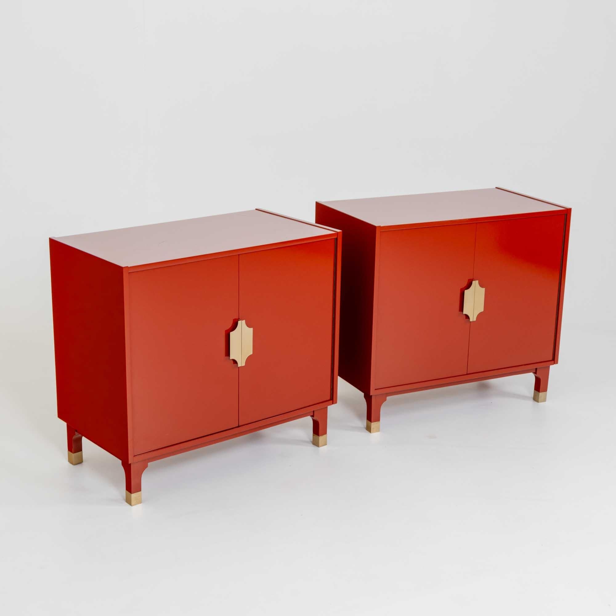 Brass Pair of Italian Modernist Cabinets, 1970s