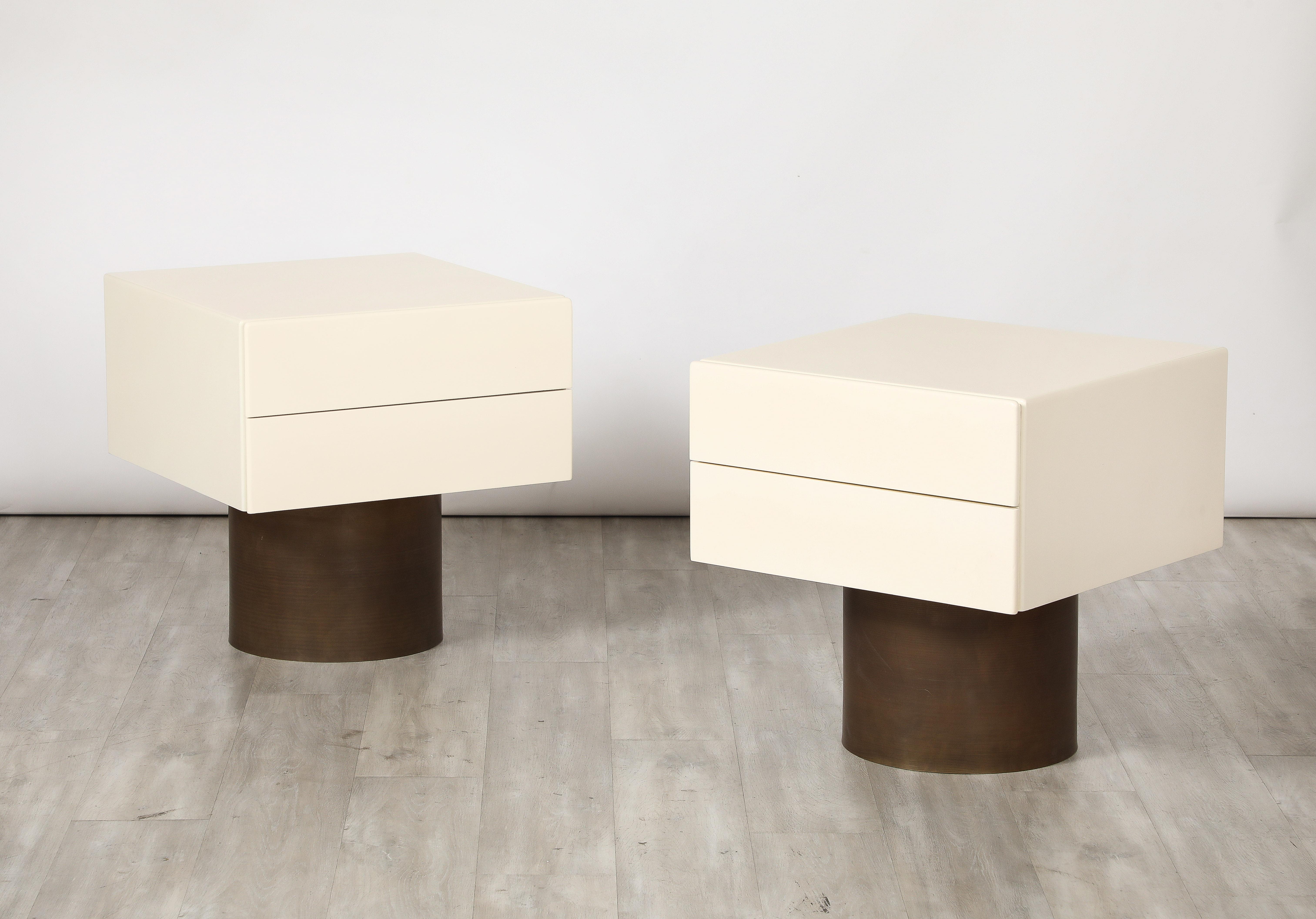 Metal Pair of Italian Modernist Lacquered End / Side Tables, Italy, circa 1970  For Sale
