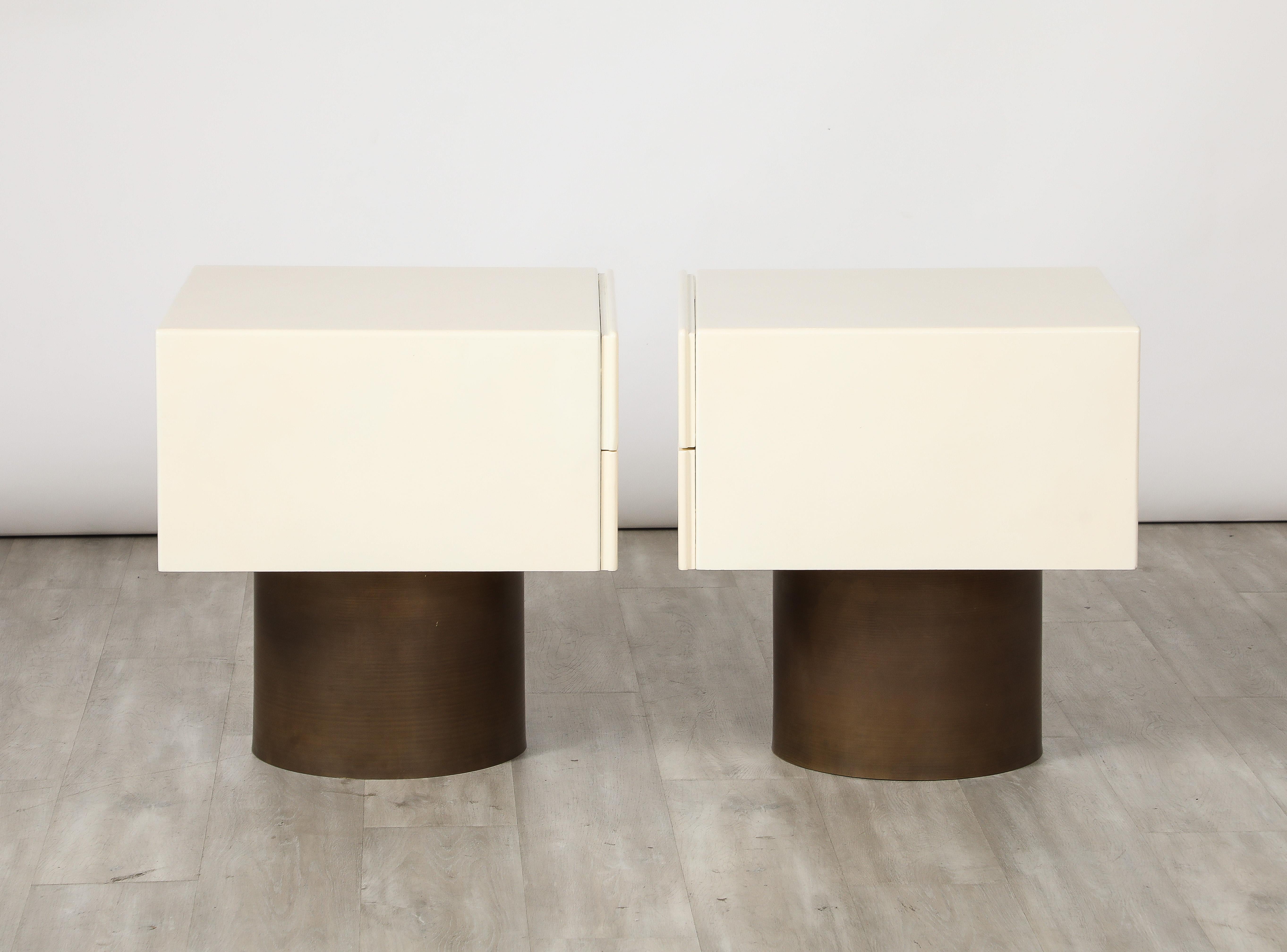 Pair of Italian Modernist Lacquered End / Side Tables, Italy, circa 1970  1