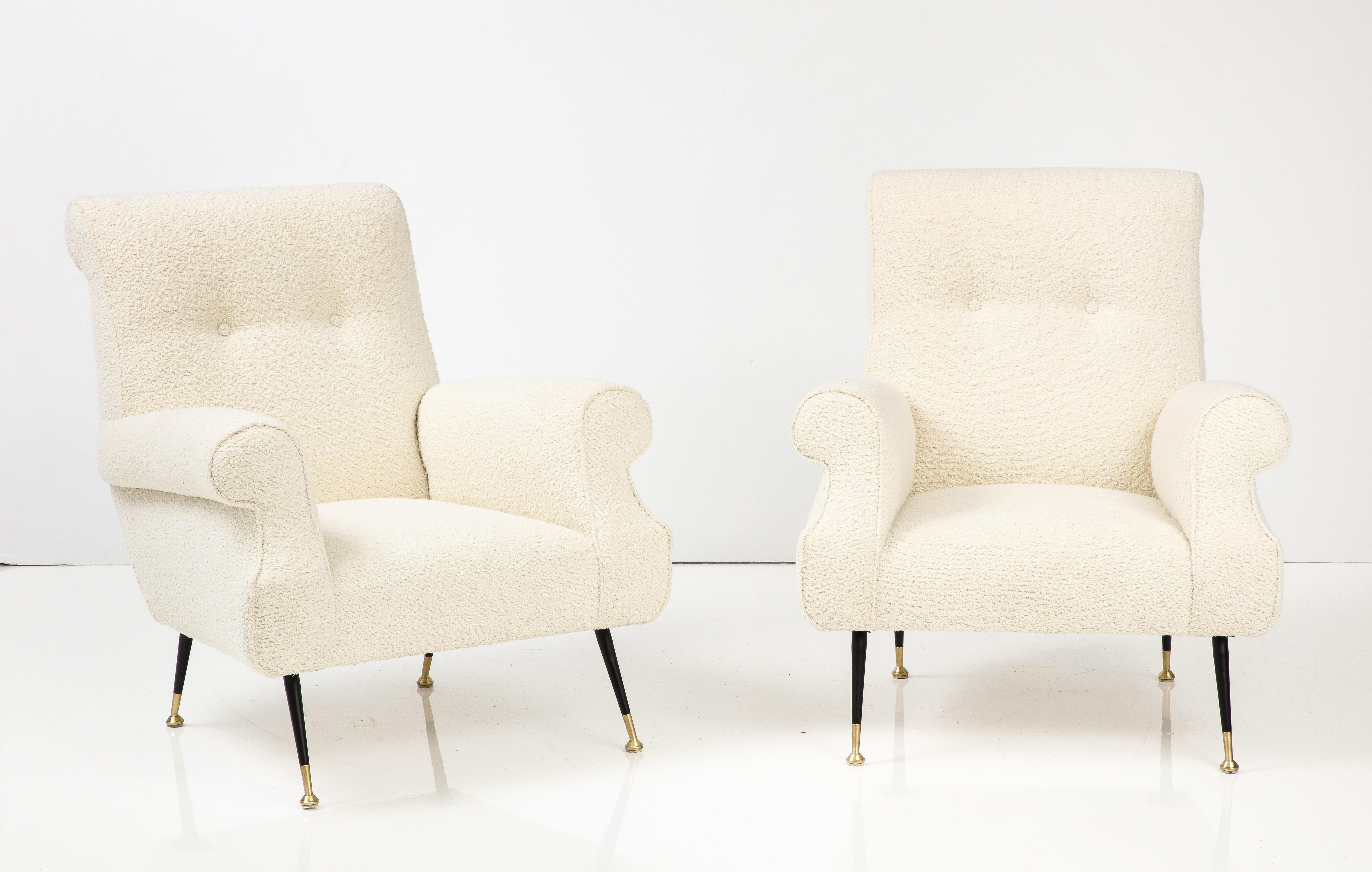 Mid-Century Modern Pair of Italian Modernist Lounge Chairs, Italy, circa 1950 For Sale