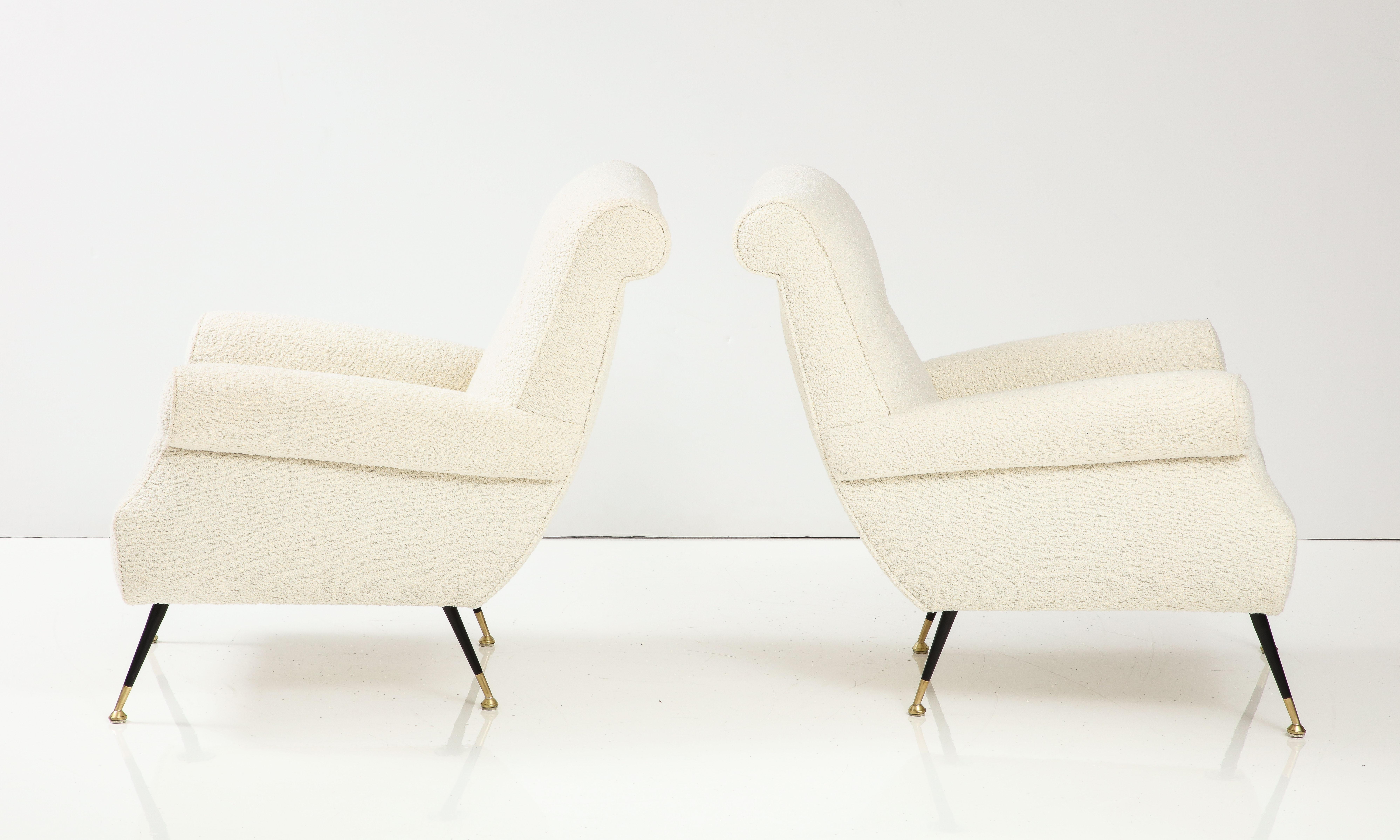 Pair of Italian Modernist Lounge Chairs, Italy, circa 1950 For Sale 1