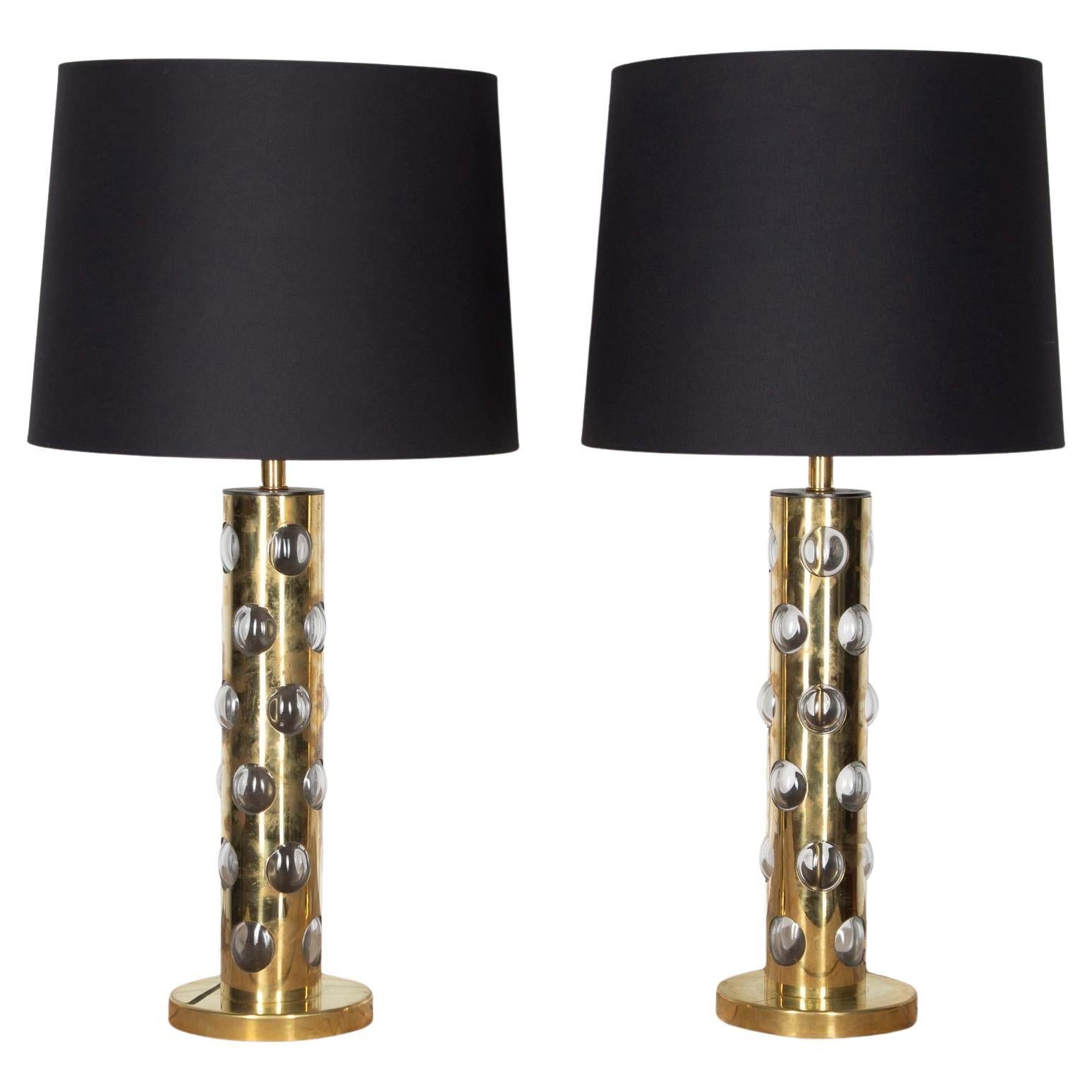 Pair of Italian Modernist Murano Glass Table Lamps For Sale