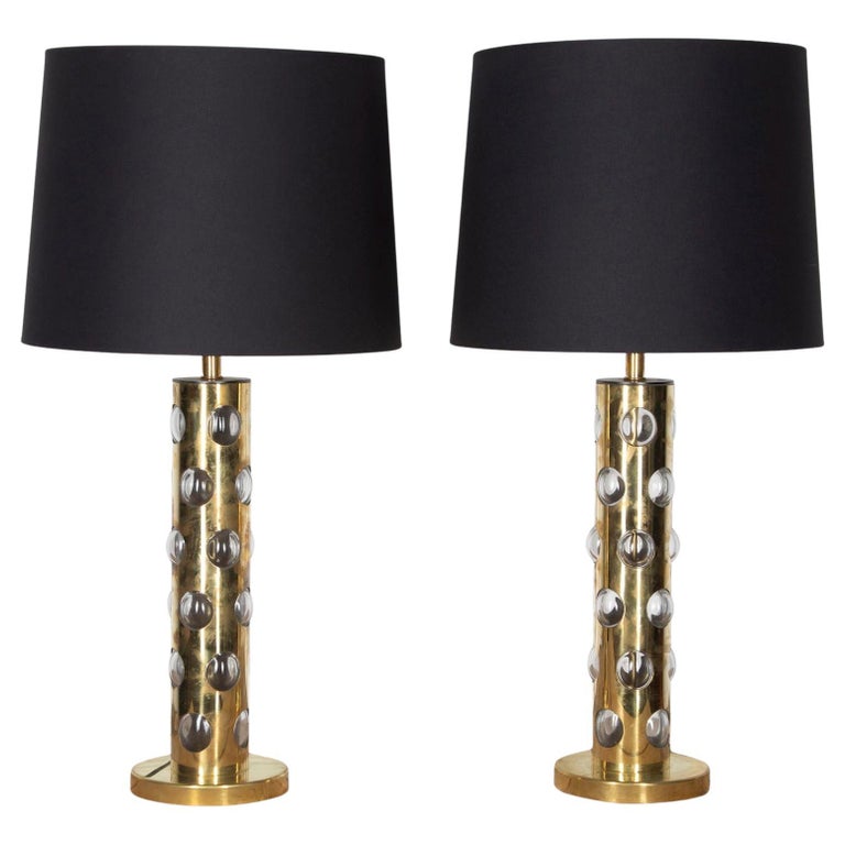 Pair of Italian Modernist Murano Glass Table Lamps For Sale at 1stDibs