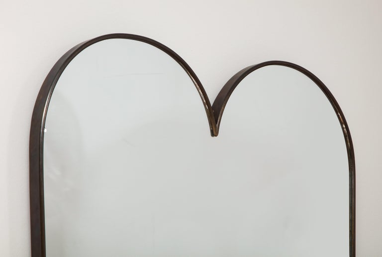 Pair of Italian Modernist Scalloped Shaped Brass Mirrors For Sale 3