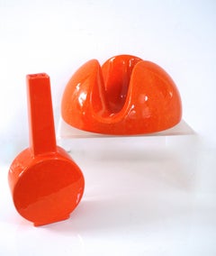 Pair of Italian Modernist, Space Age Ceramic Sculptures, Enzo Bioli Early 1960s
