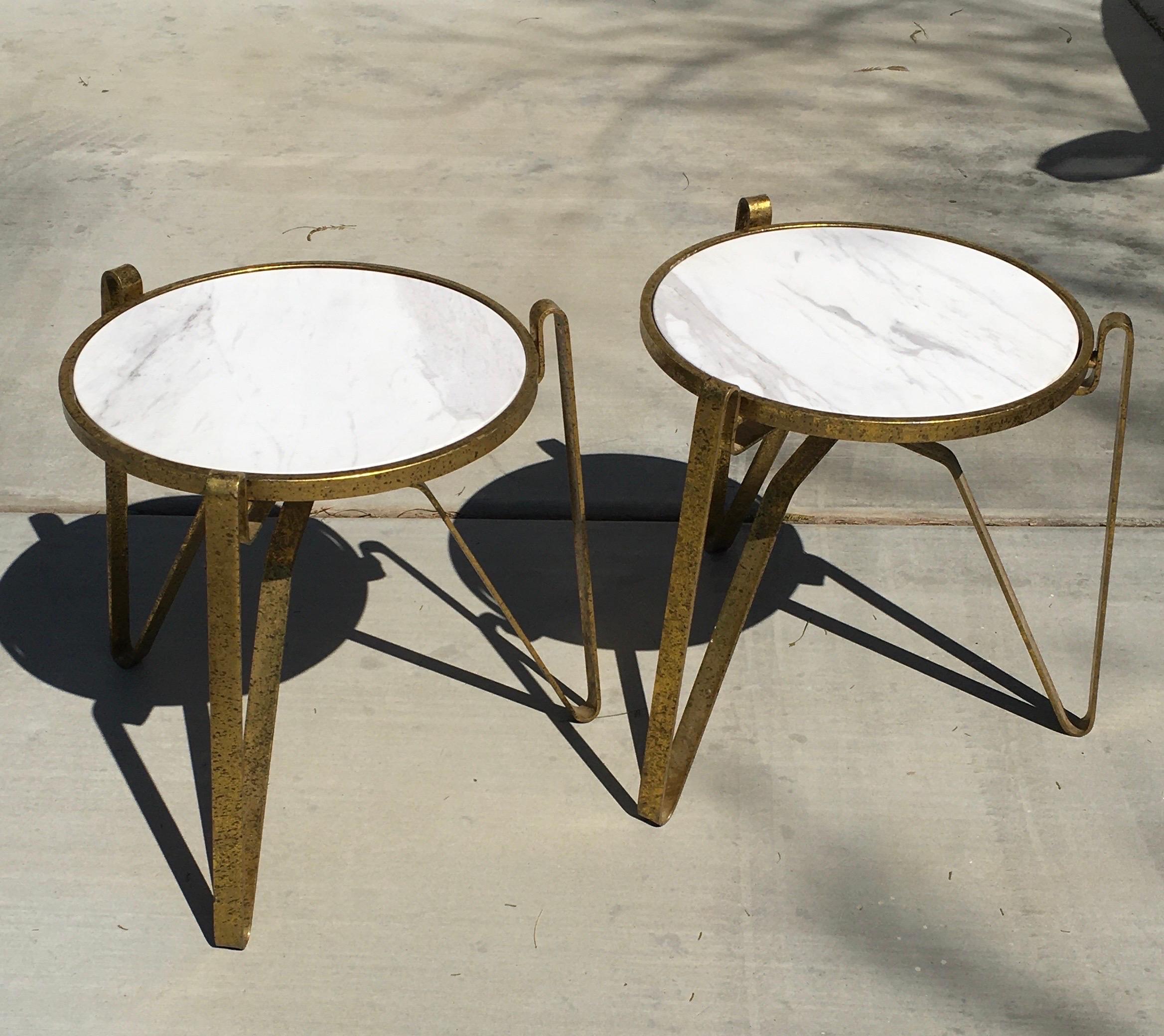 This pair of tables are incredibly chic and look like the Italian modernist style of Geo Ponti from the 1960s. These have been made approximately 10 years ago. The tables as perfect for use as Coffee table used close together or separately on the
