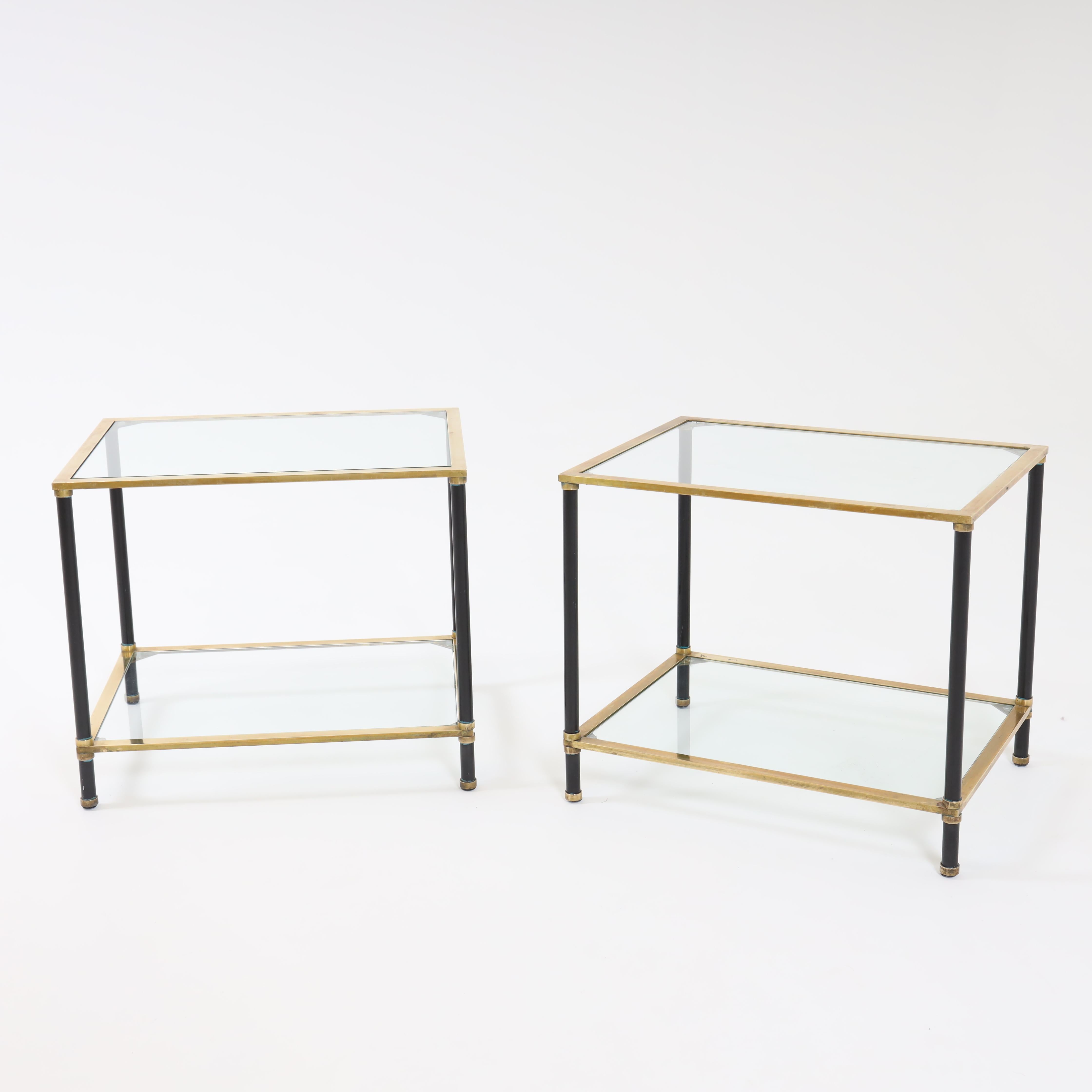 Mid-20th Century Pair of Italian Modernist Two Tier Side Tables