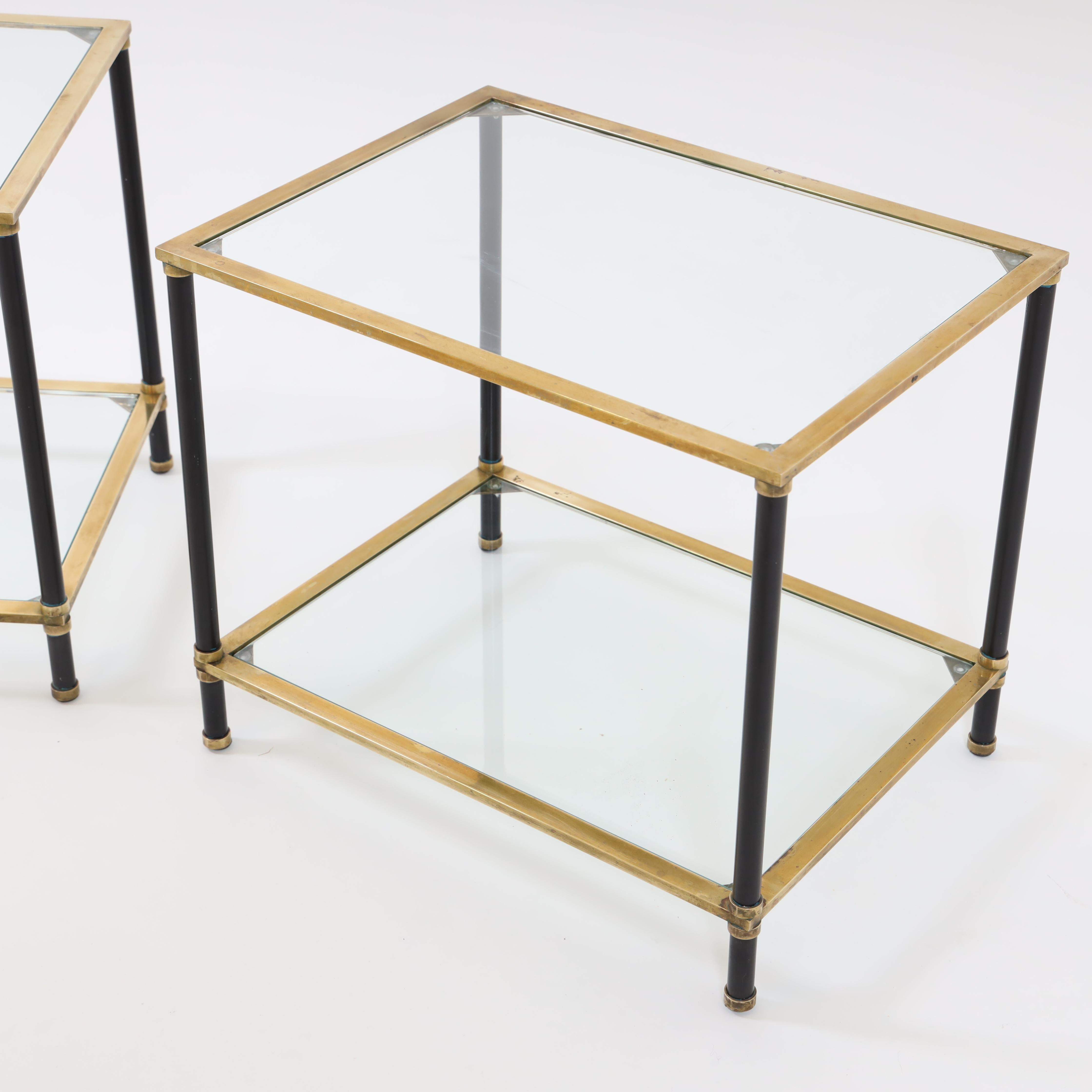 Metal Pair of Italian Modernist Two Tier Side Tables