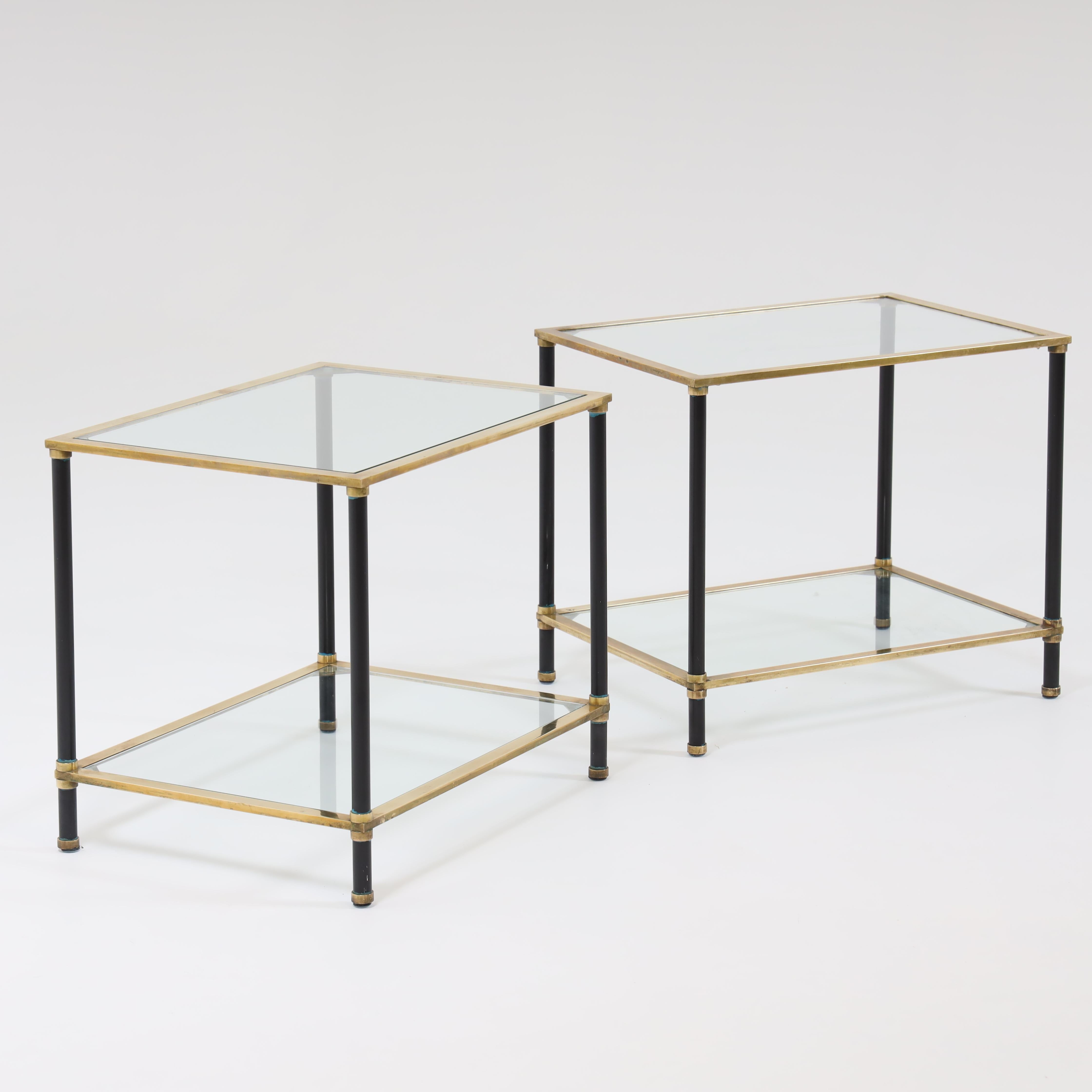 Pair of Italian Modernist Two Tier Side Tables 4