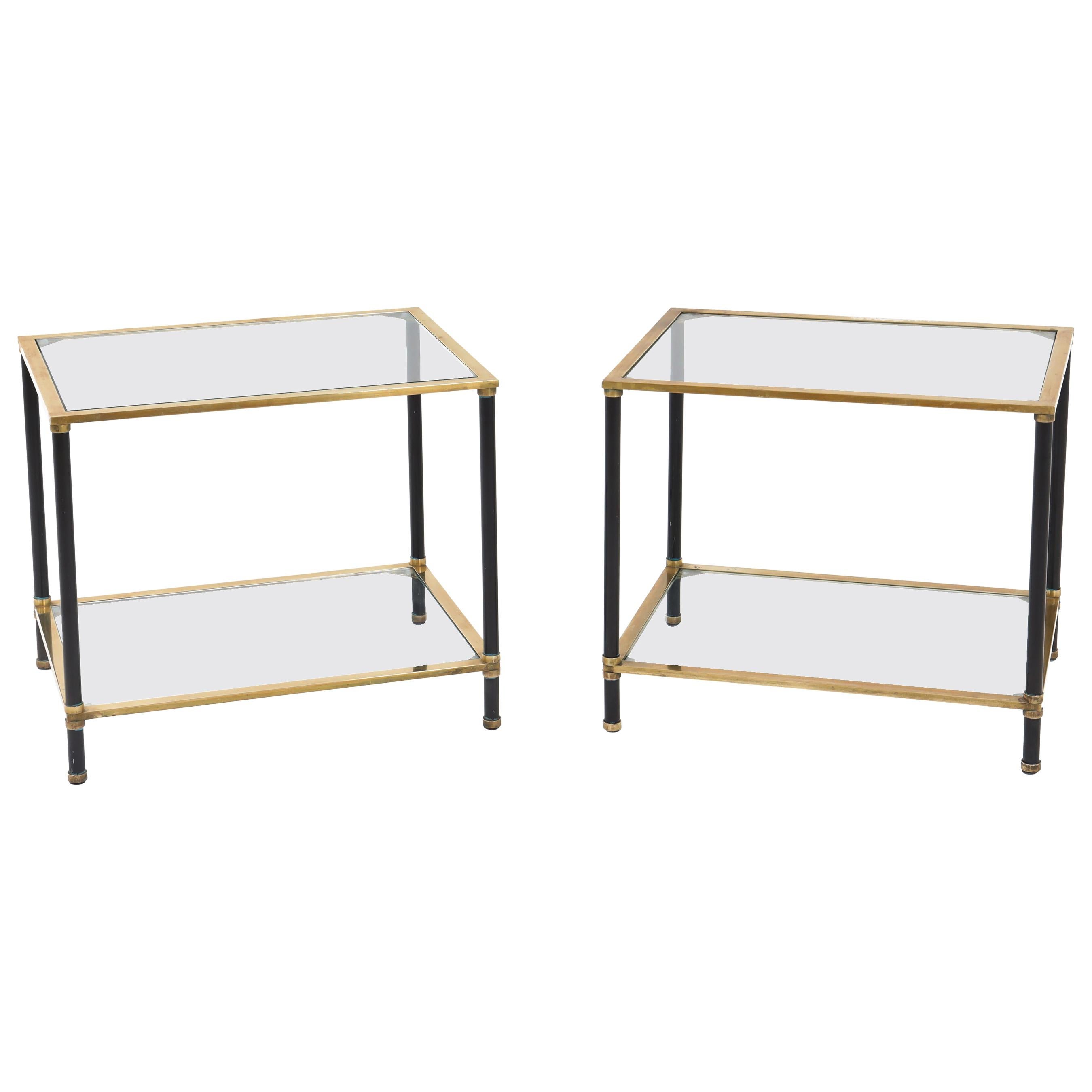 Pair of Italian Modernist Two Tier Side Tables