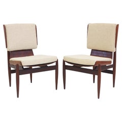 Paire de chaises d'appoint en bois de style moderniste italien par Barovero