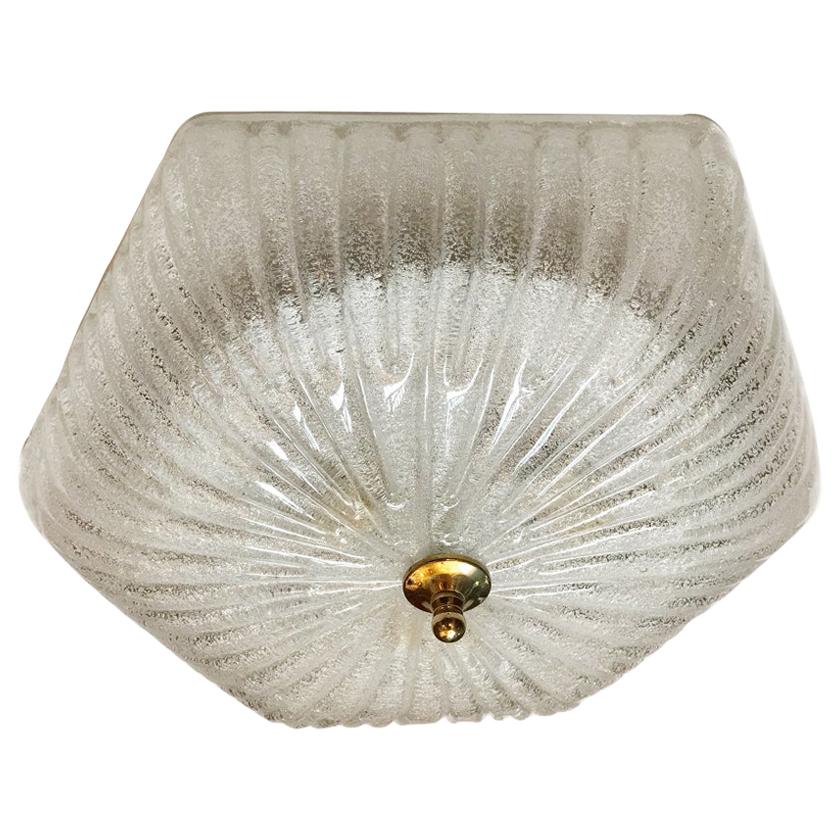 Pair of Italian Molded Glass Light Fixtures For Sale