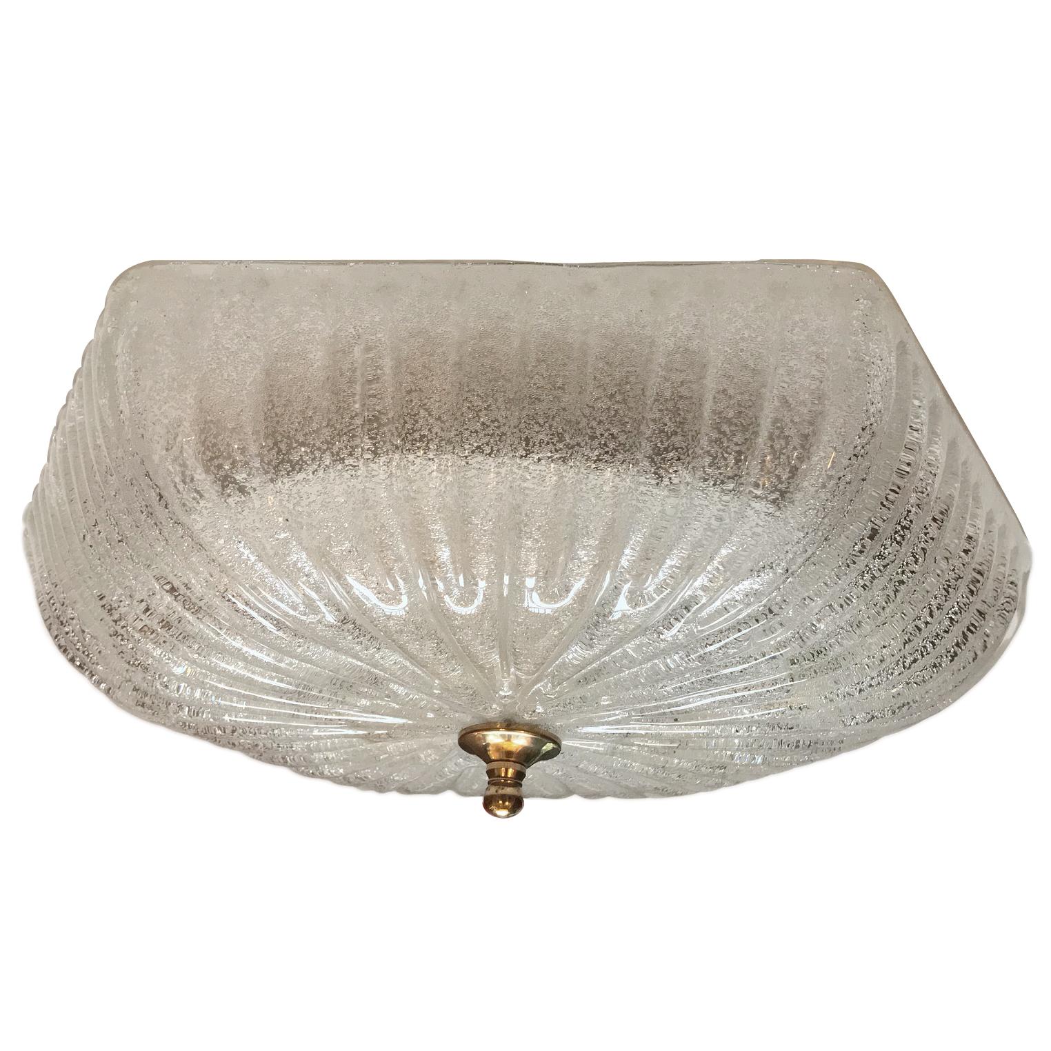 Pair of Italian Molded Glass Light Fixtures In Good Condition For Sale In New York, NY