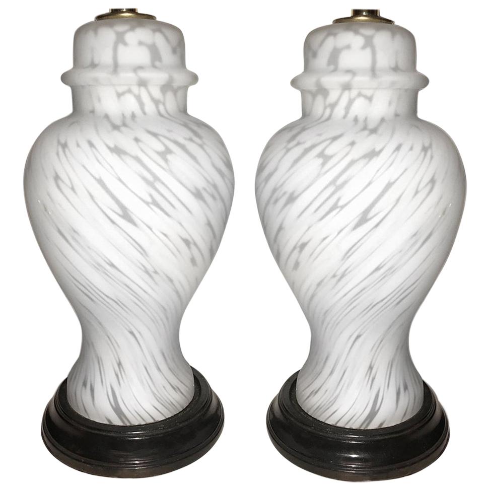 Pair of Italian Molded Glass Table Lamps