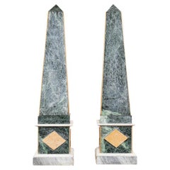 Pair of Italian Monumental Marble Obelisks