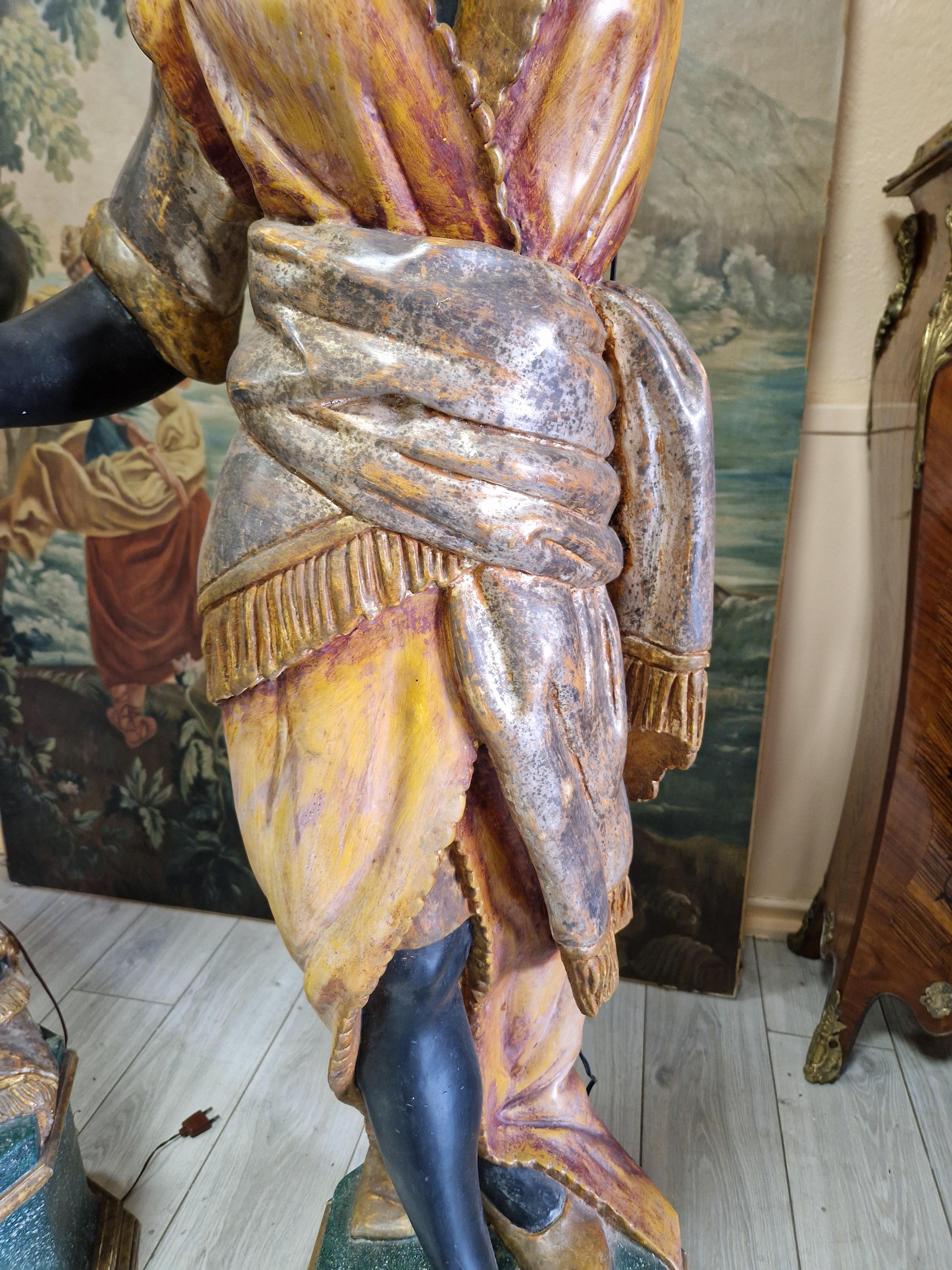 Pair of Venetian Floor Lamps Polychromed Wood For Sale 9