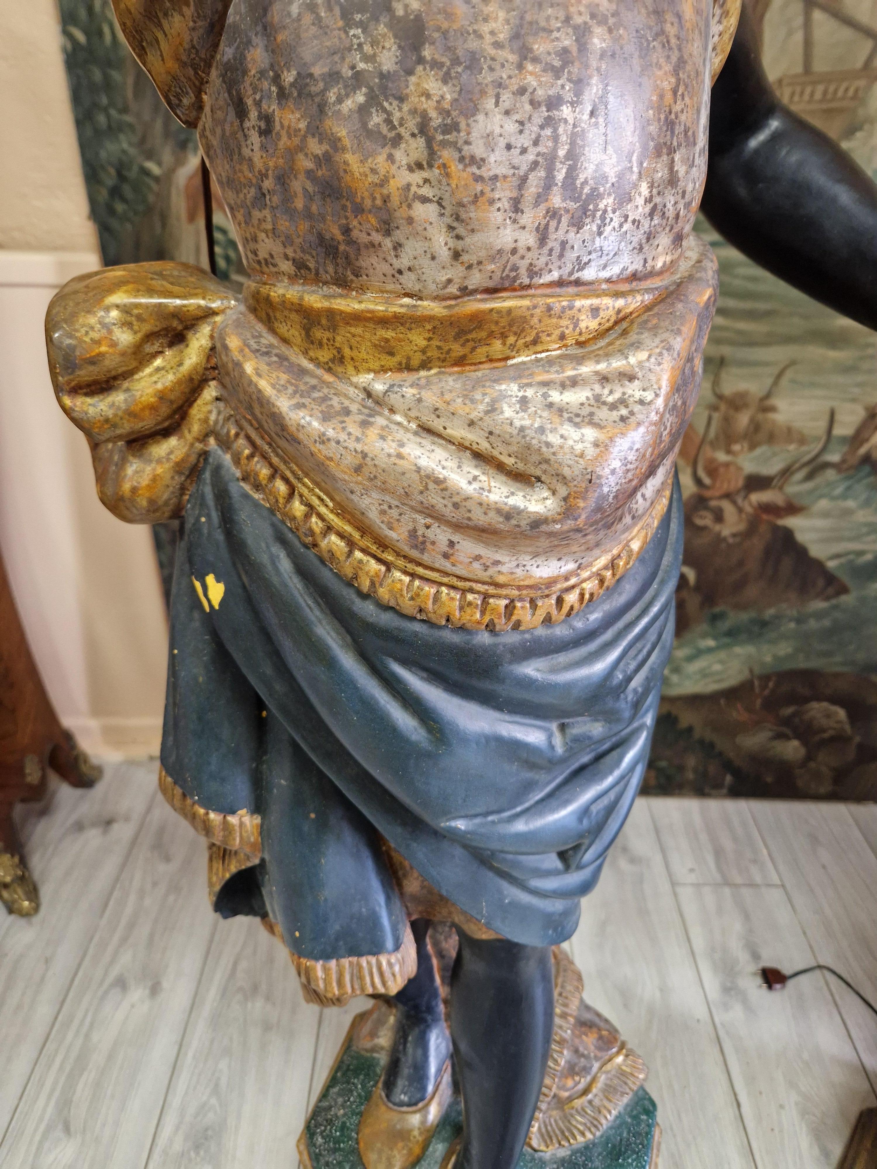 Pair of Venetian Floor Lamps Polychromed Wood For Sale 3