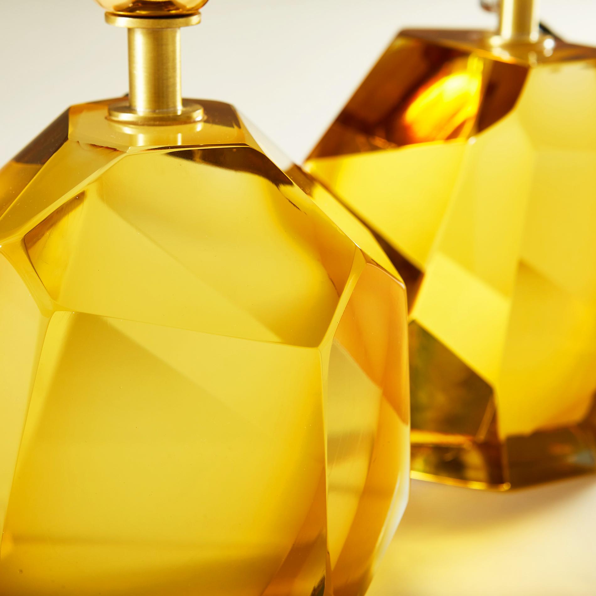 Coppia di lampade da tavolo Jewell in ambra italiana di Murano in vendita 2