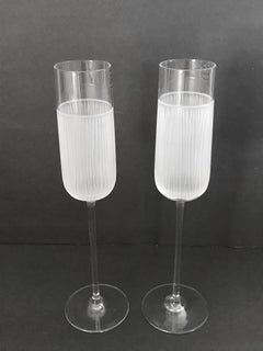 Pair of Italian Murano Champagne Glasses by Salviati