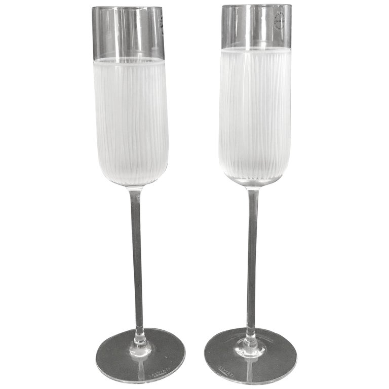 Pair of Italian Murano Champagne Glasses by Salviati at 1stDibs