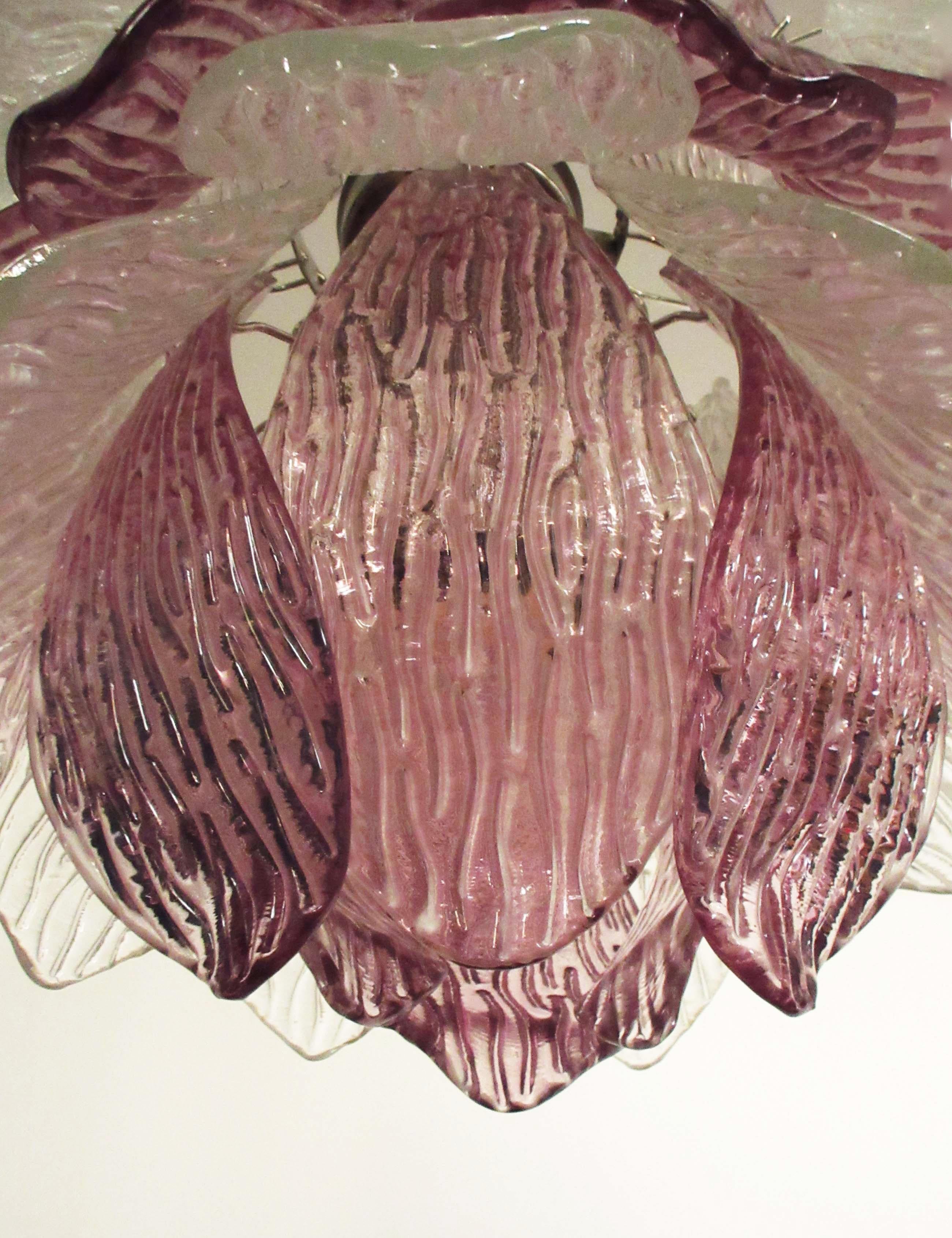 Paire de lustres italiens de Murano Verres transparents et améthyste:: Murano:: 1 en vente 7