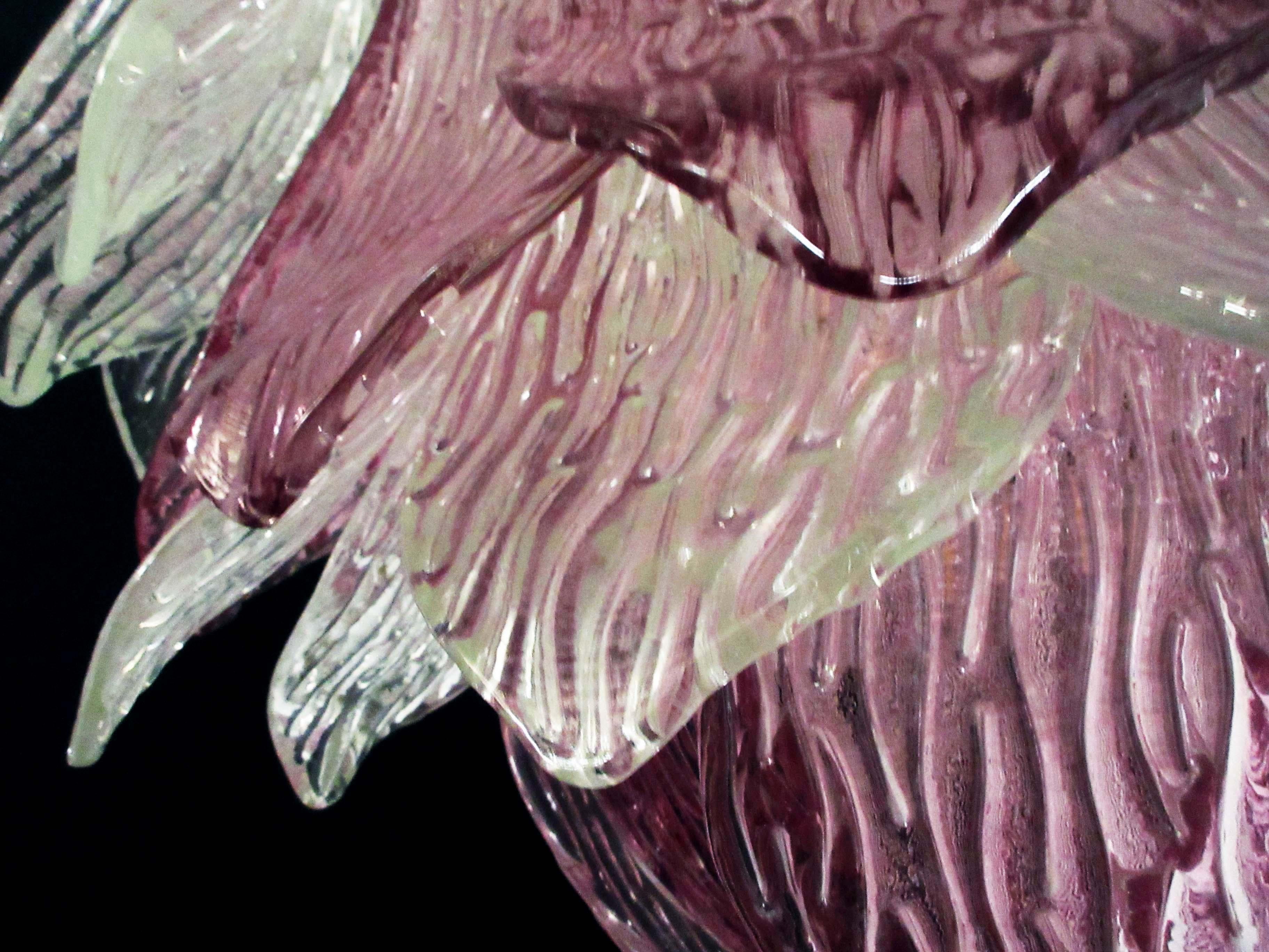 Paire de lustres italiens de Murano Verres transparents et améthyste:: Murano:: 1 en vente 8