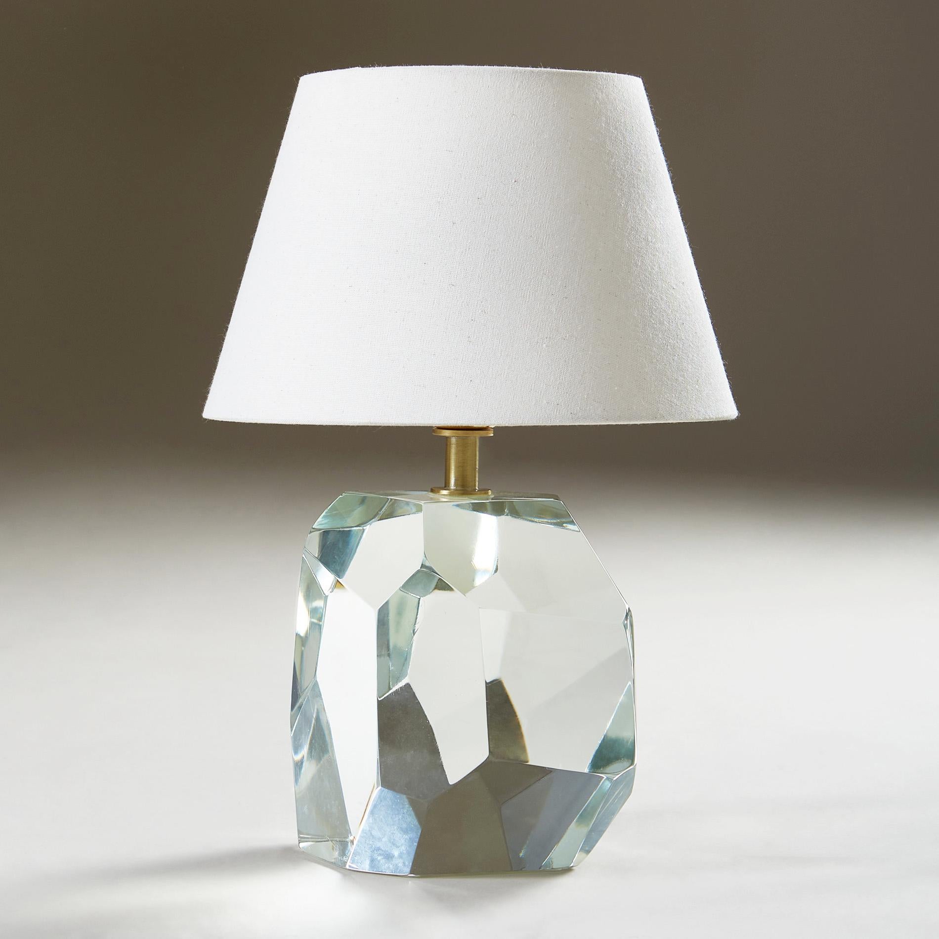 Pair of Italian Murano clear 'Rock' Table Lamps In New Condition For Sale In London, GB