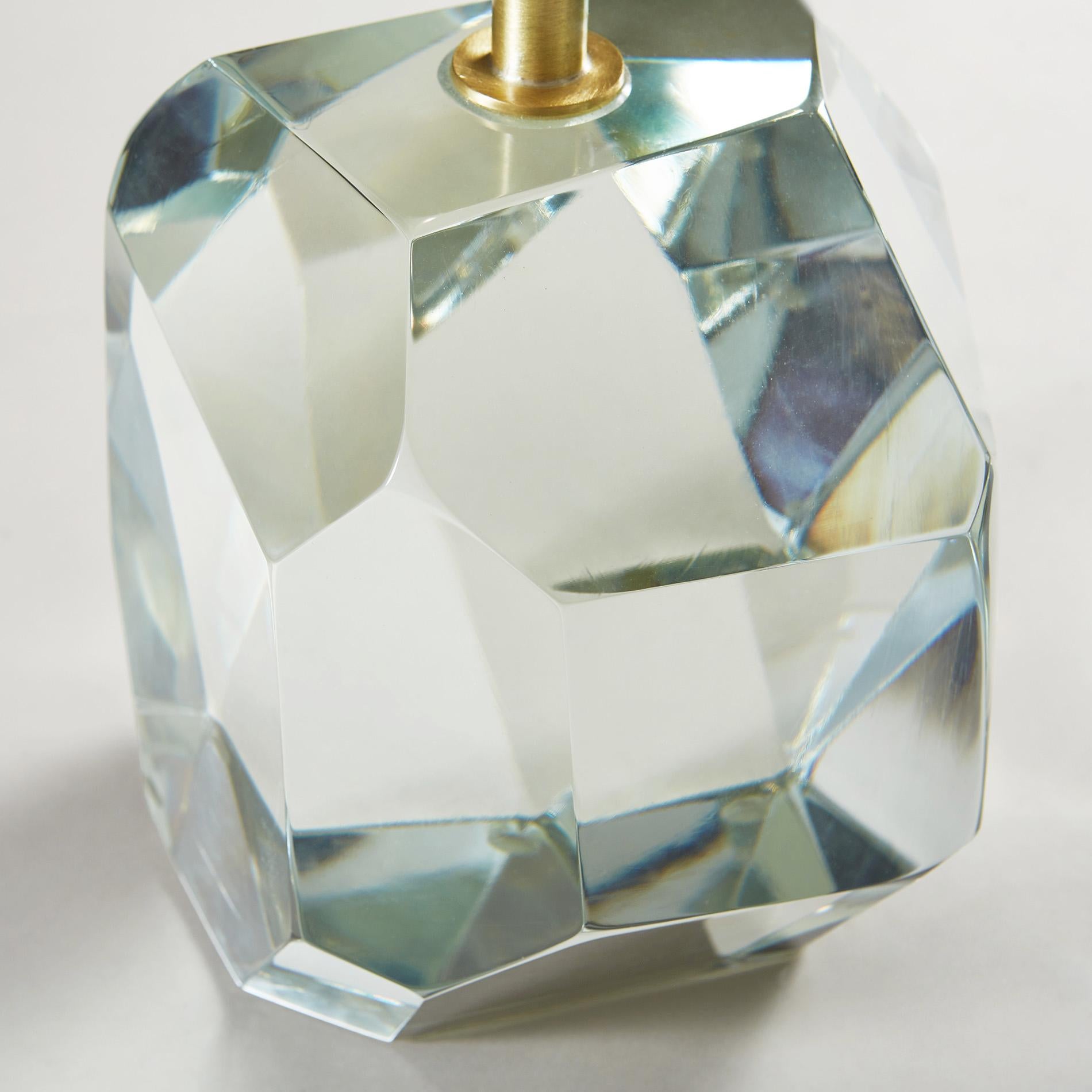 Pareja de lámparas de sobremesa italianas de Murano transparentes 