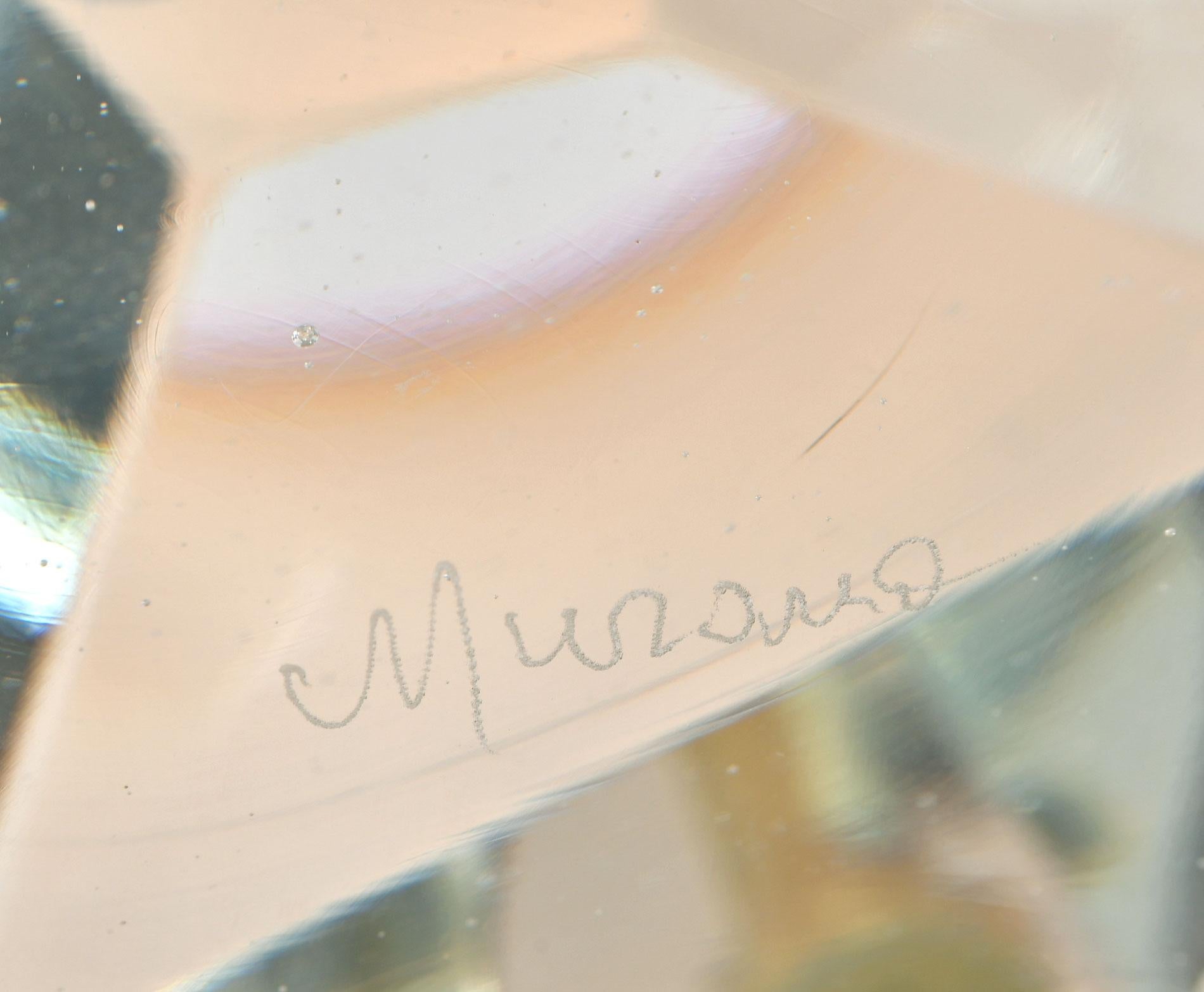 Pareja de lámparas de sobremesa italianas de Murano transparentes 