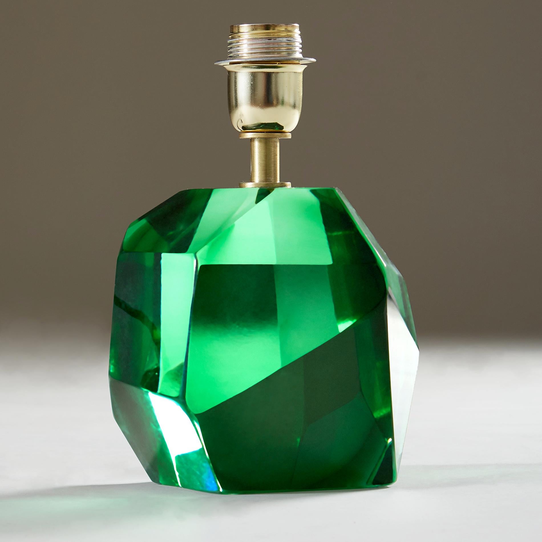 Paar italienische Murano-Schmuck-Tischlampen in Smaragdgrün mit Bergschmuck im Zustand „Hervorragend“ im Angebot in London, GB