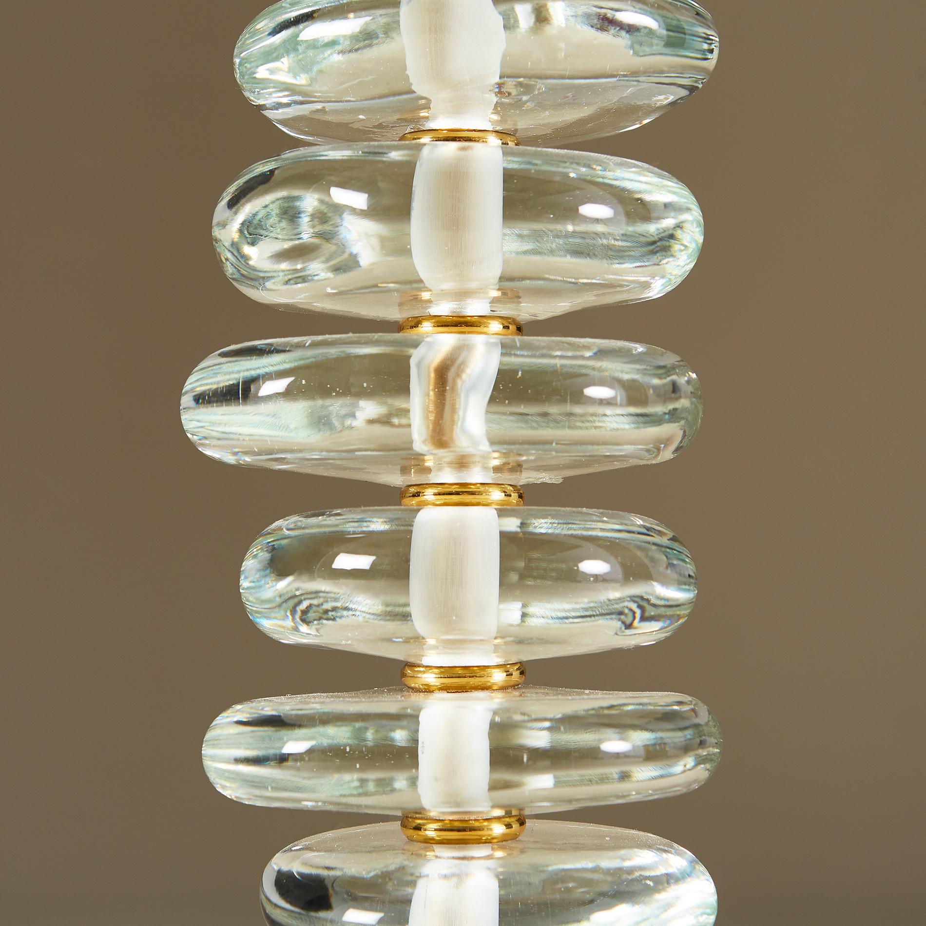 Paar italienische Kieselsteinlampen aus Muranoglas und Messing im Zustand „Hervorragend“ im Angebot in London, GB