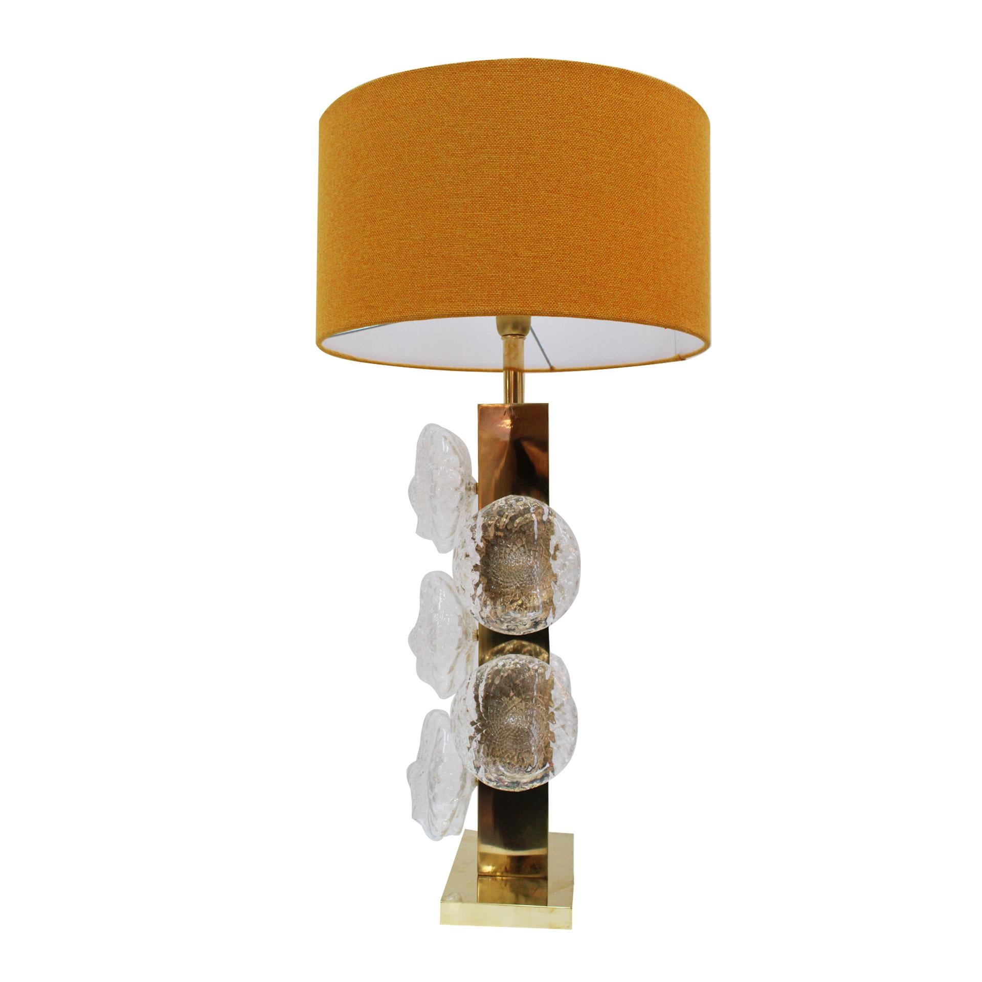 Paar italienische Tischlampen aus Murano-Glas und Messing, Italien (Italienisch) im Angebot