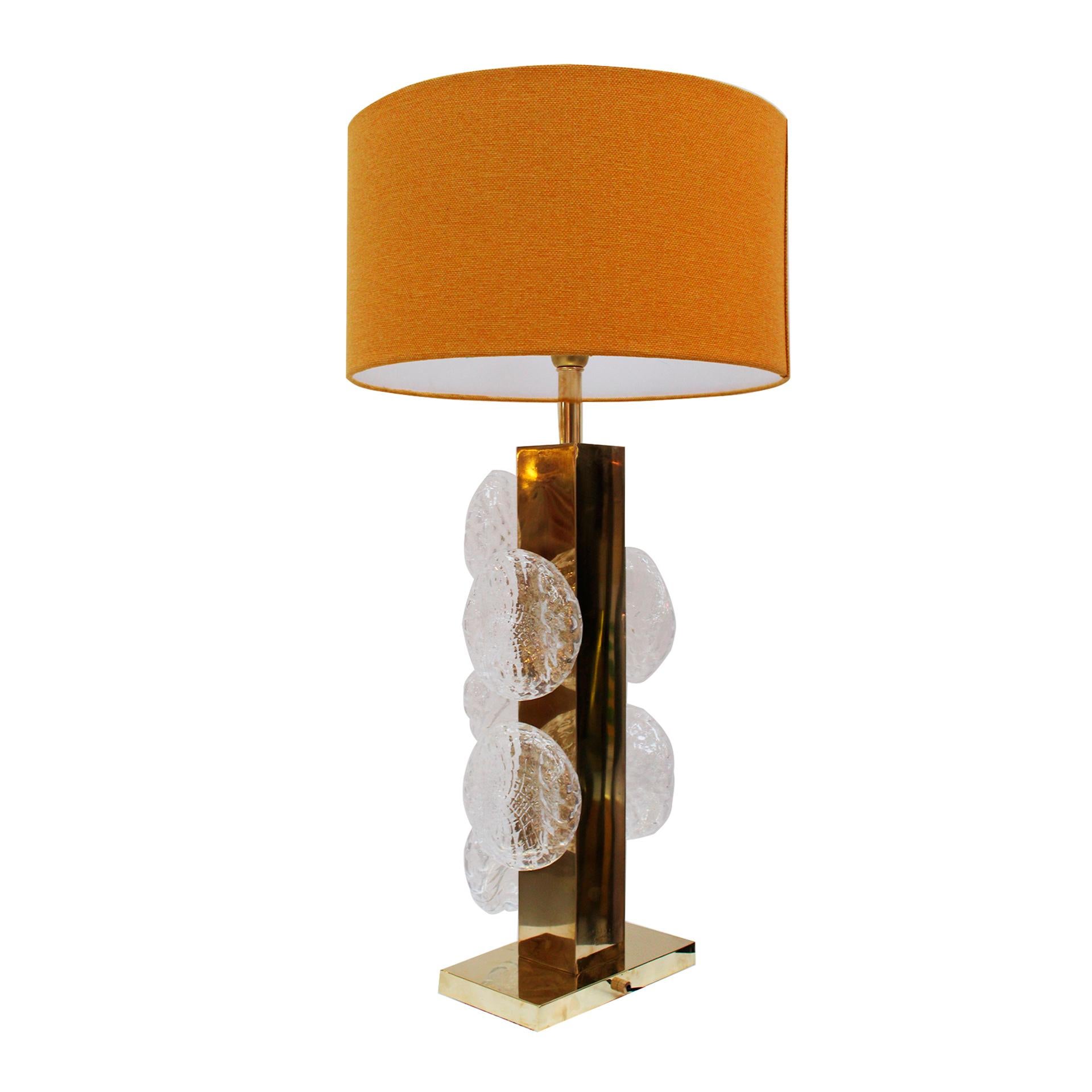 Paar italienische Tischlampen aus Murano-Glas und Messing, Italien im Zustand „Gut“ im Angebot in Madrid, ES