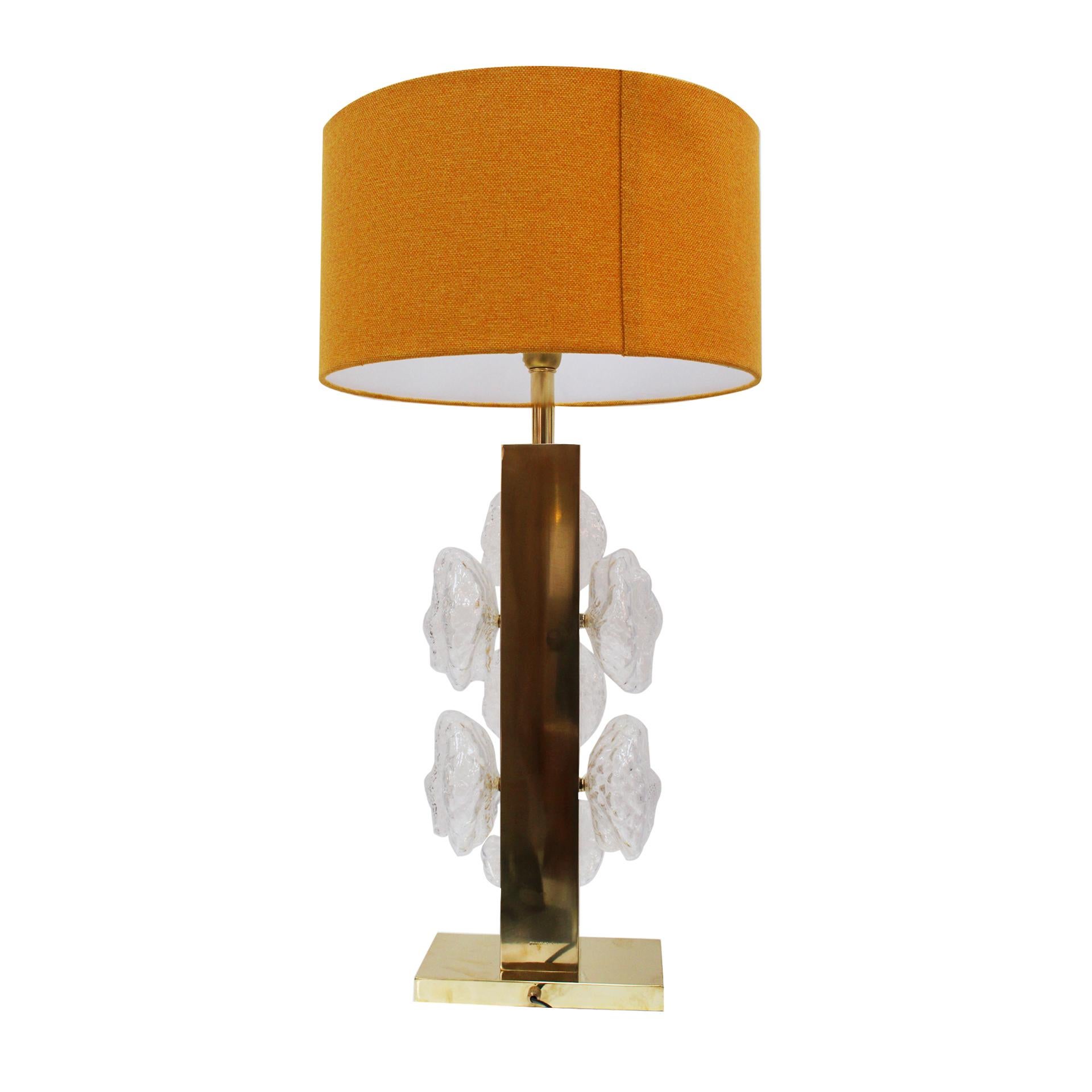 Paar italienische Tischlampen aus Murano-Glas und Messing, Italien (21. Jahrhundert und zeitgenössisch) im Angebot