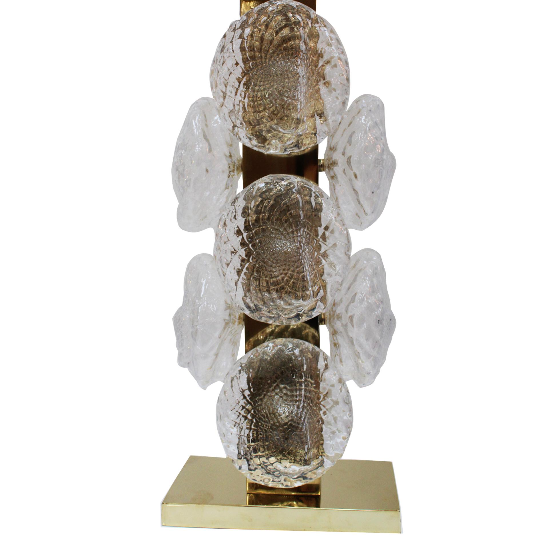 Paar italienische Tischlampen aus Murano-Glas und Messing, Italien im Angebot 1
