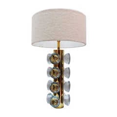 Pair of Italian Murano Glass and Brass Table Lamps, Italy