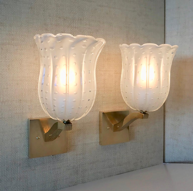 pair of italian murano glass and brass wall sconces for italian glass light shades