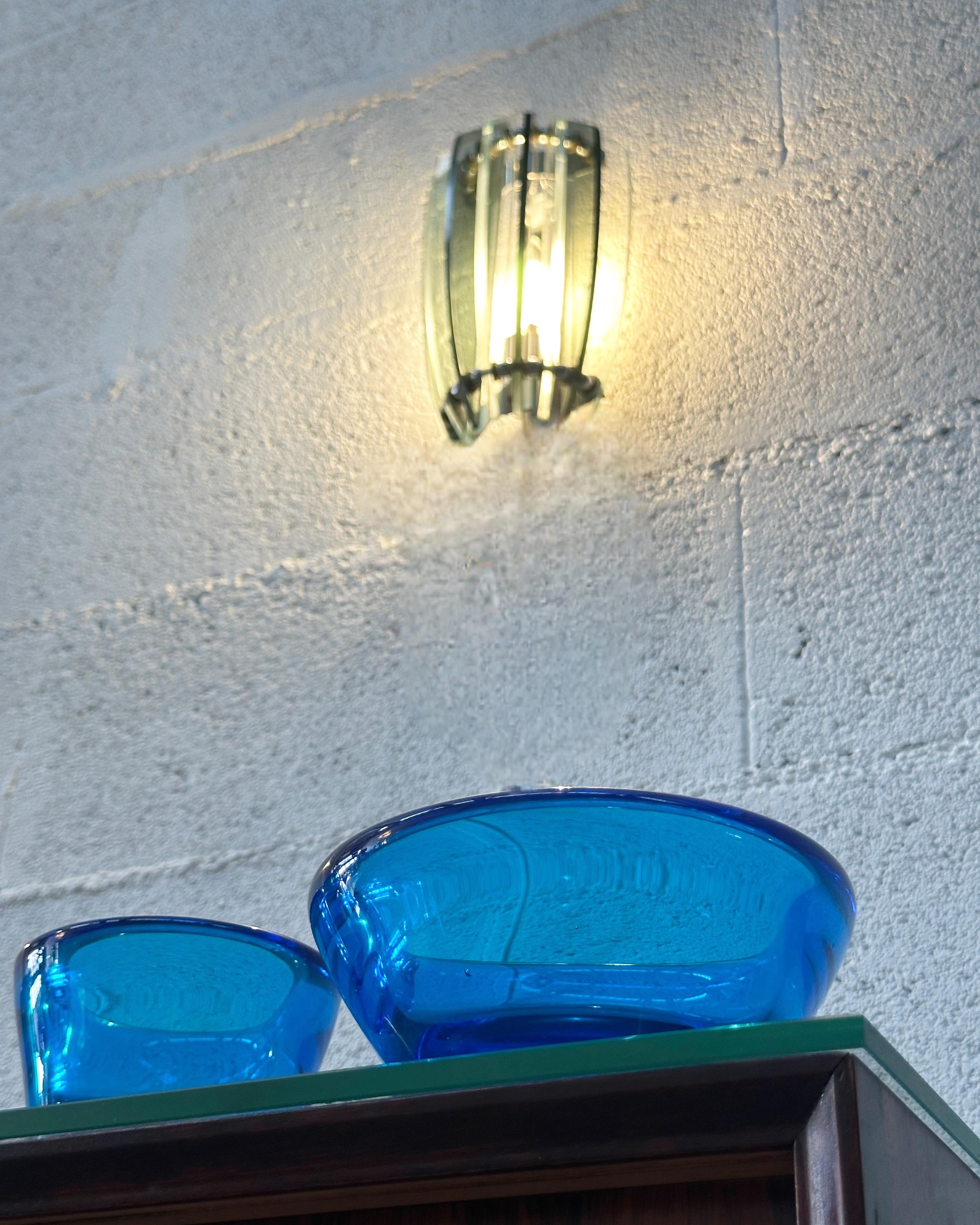 Paire d'appliques italiennes en verre de Murano et chrome par Veca fabriqué en Italie 1960 en vente 6