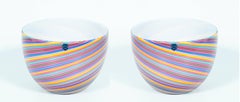 Italia 1970 Cenedese un duo di ciotole arcobaleno in vetro di Murano a righe
