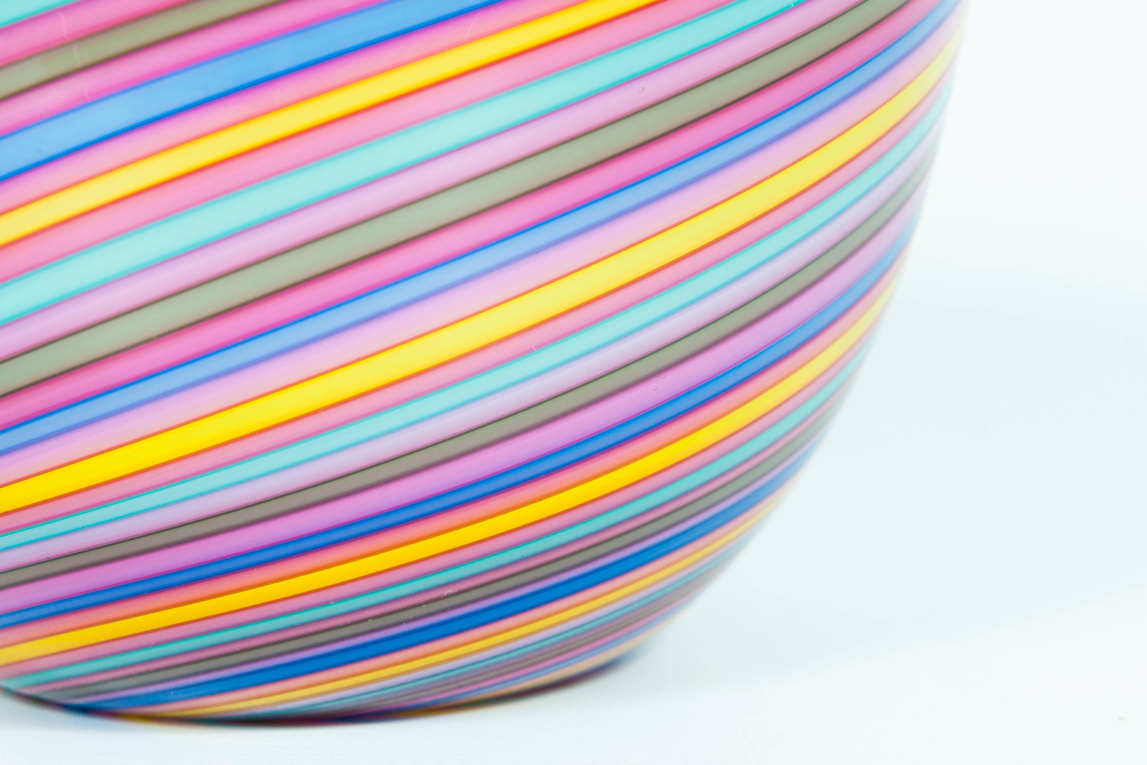 Italy 1970s Cenedese a duo of rainbow bowls in Murano glass showcasing stripes In Excellent Condition For Sale In Villaverla, IT