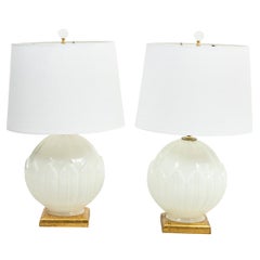 Pair of Italian Murano Glass Bulb Shaped Table Lamps