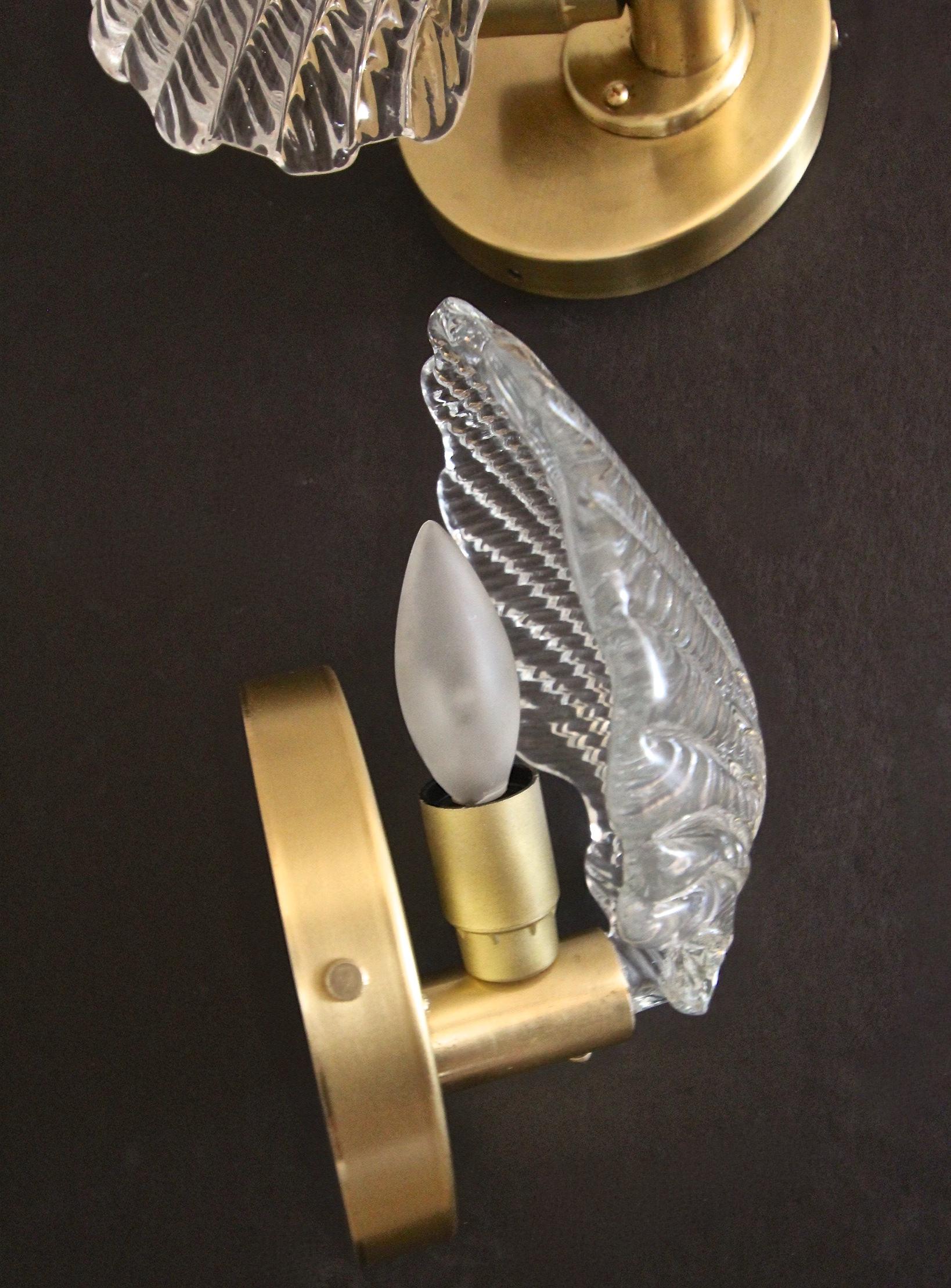 Pair of Italian Murano Glass Clam Shell Shaped Wall Sconces 9