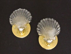 Pair of Italian Murano Glass Clam Shell Shaped Wall Sconces