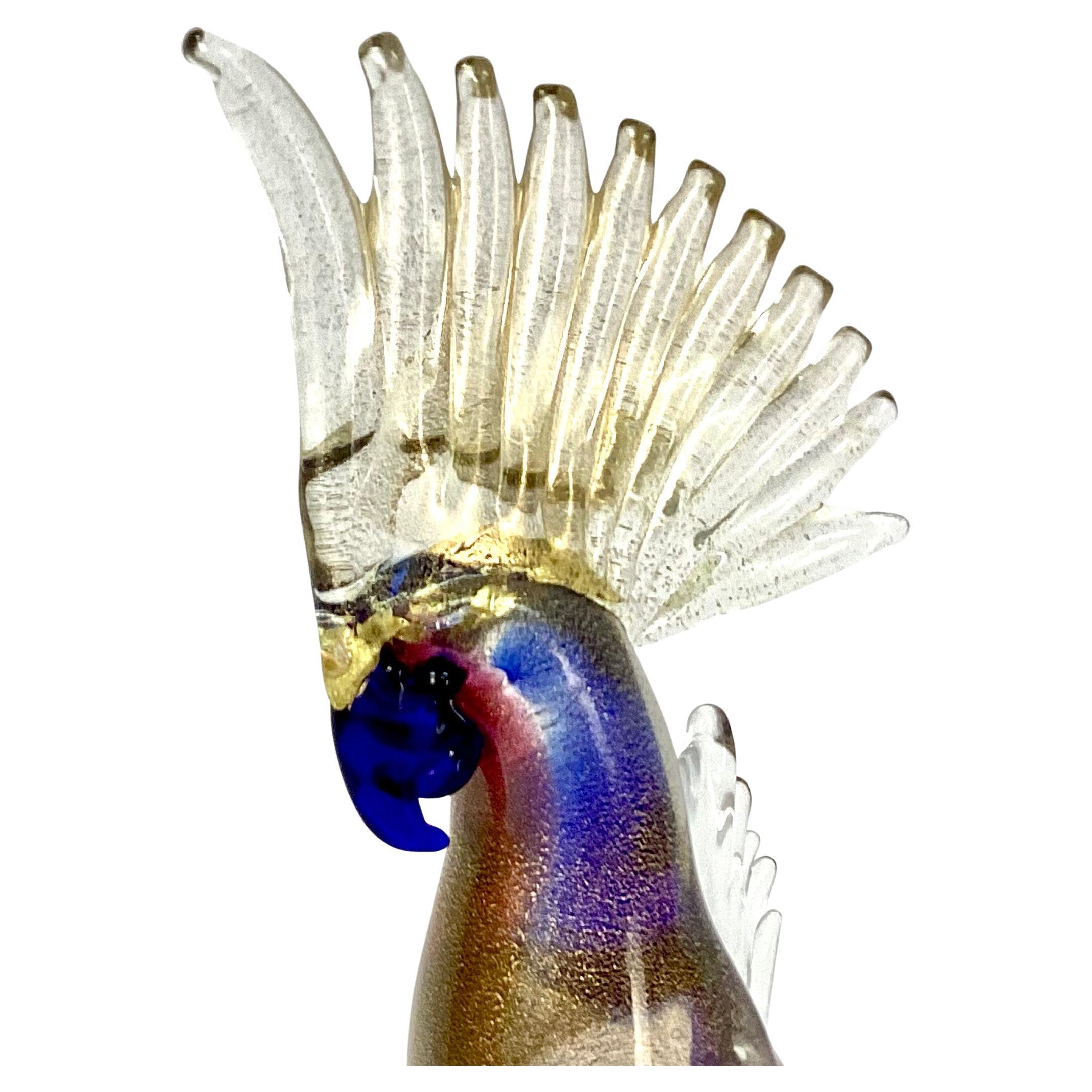 Paire de sculptures de cockatiel en verre italien de Murano en vente 1