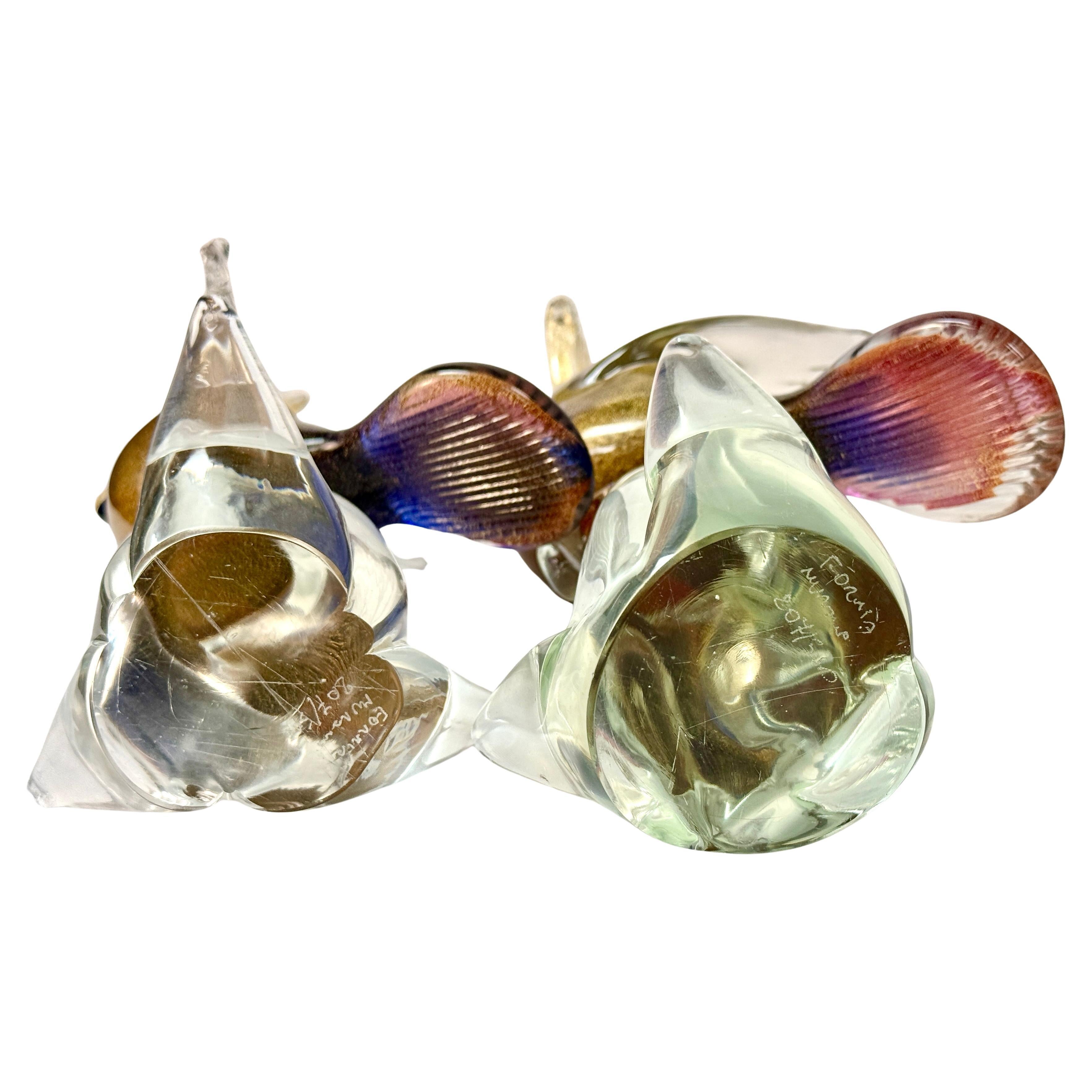 Paire de sculptures de cockatiel en verre italien de Murano en vente 3